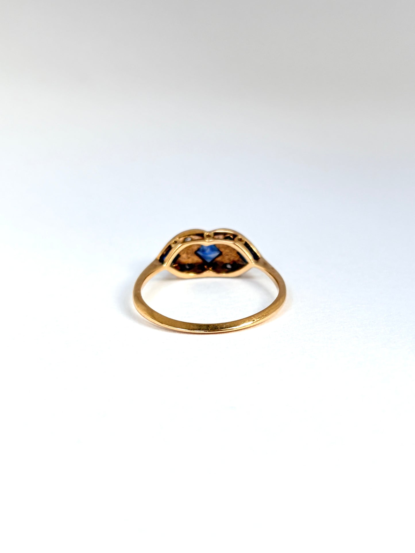 Art Deco, 18ct Gold Diamond and Sapphire Engagement Ring