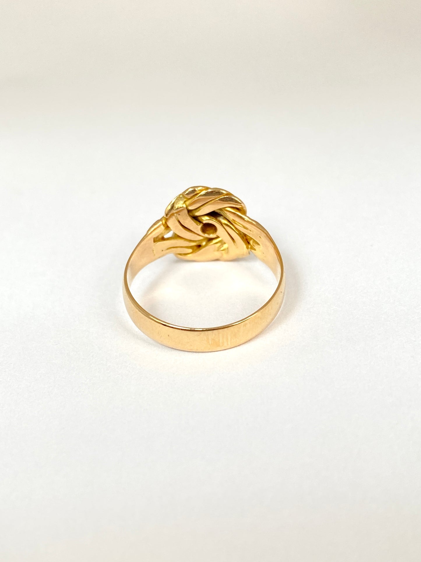Antique, 18ct Gold Lovers Knot Ring with Diamond, Hallmarked 18ct Gold, London and 1918