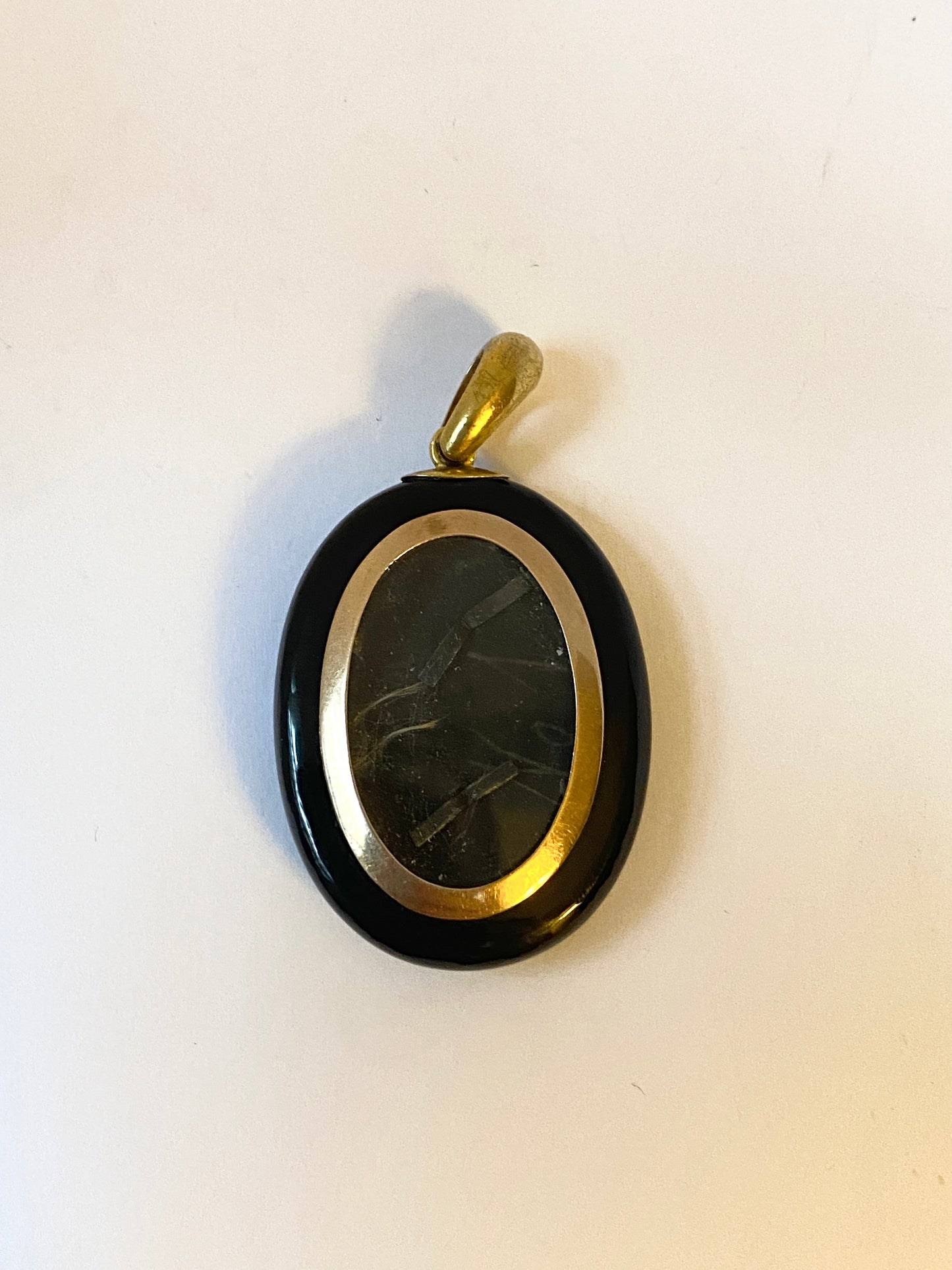 Antique, 9ct Gold Black Onyx Seed Pearl Locket (Lily of the Valley Flower) 12.78g