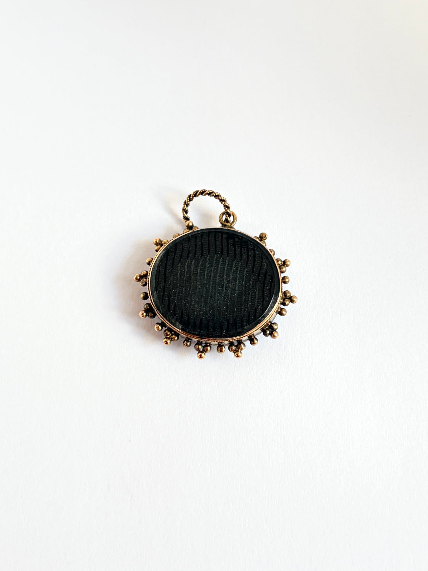 Victorian, 15ct Gold, Micro Mosaic Locket back Pendant with 9ct Gold Chain