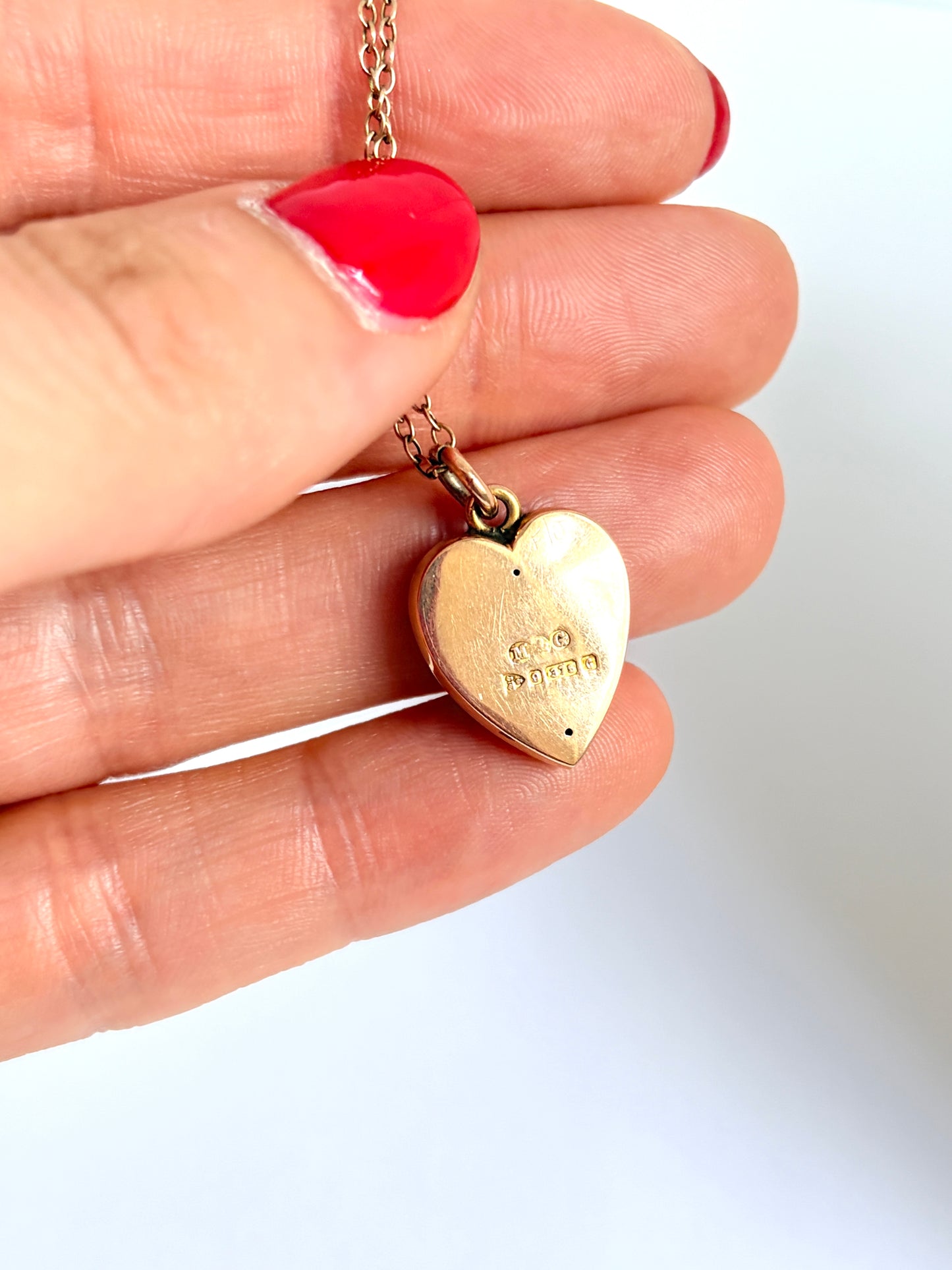 Antique 9ct Gold Turquoise & Seed Pearl Heart Pendant, Chester 1903