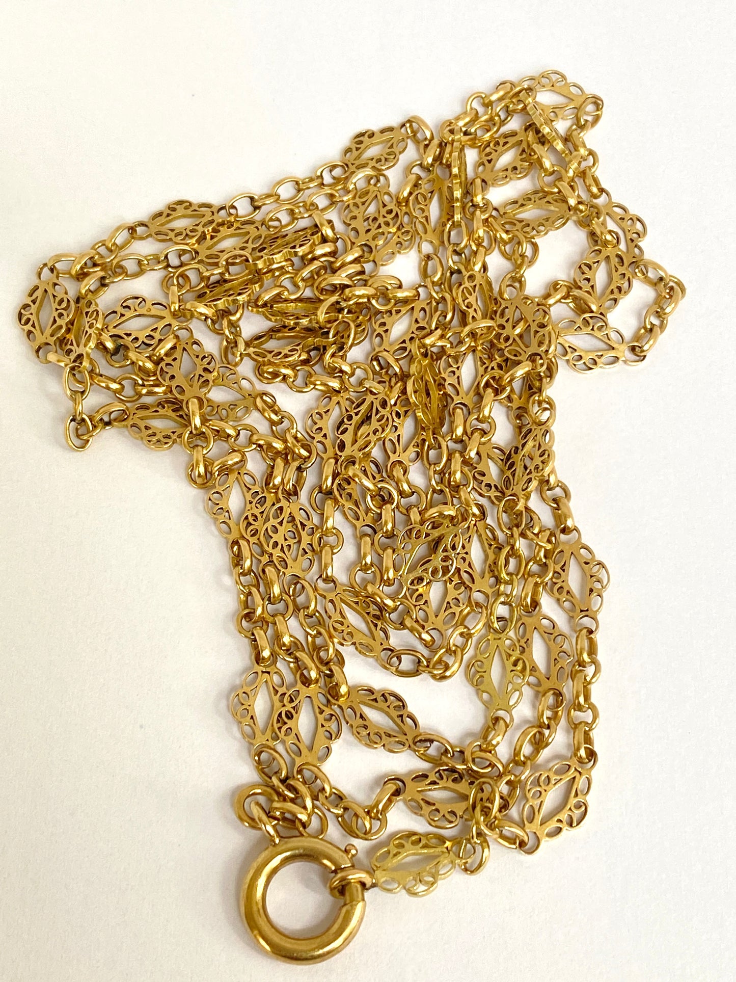 18ct Gold Belle Epoque, Fancy Link  Long Guard Chain,  49 inches, 24.33g