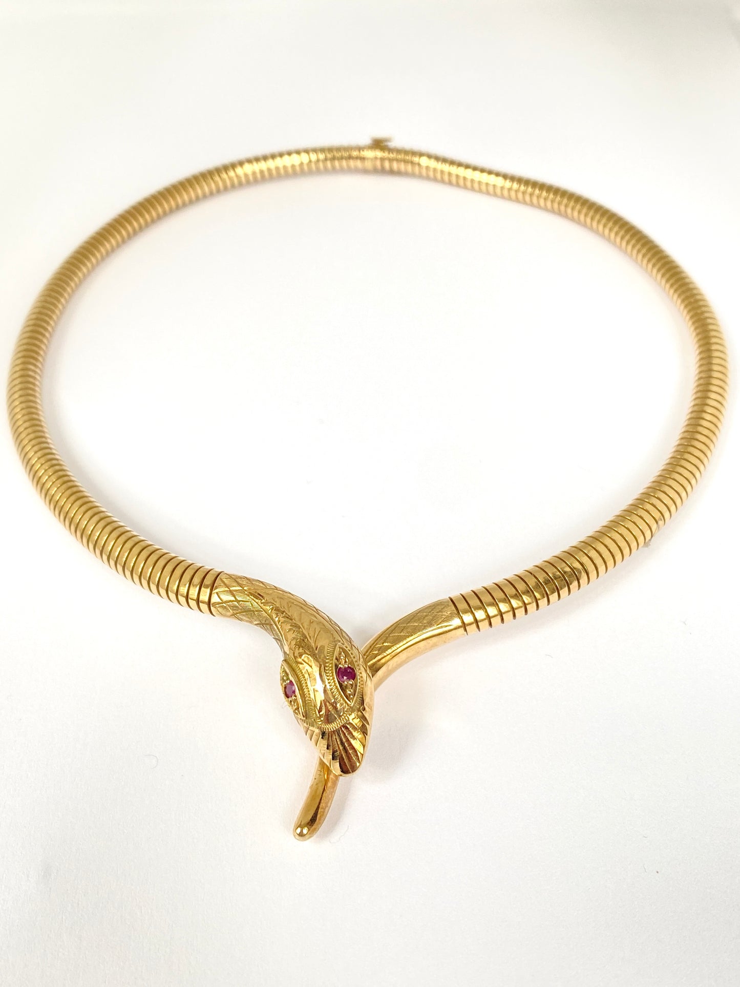 Rare, Vintage, 16 inch, Ruby Eyed 9ct Snake Necklace, 37g