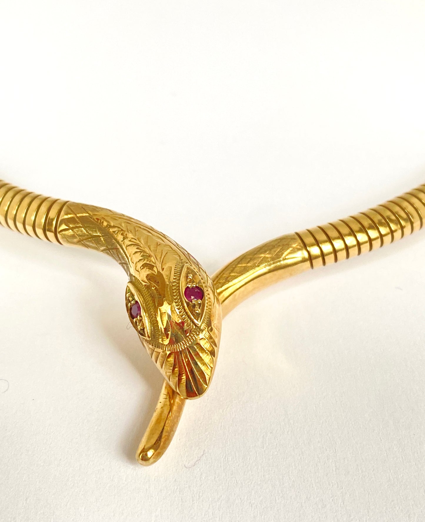 Rare, Vintage, 16 inch, Ruby Eyed 9ct Snake Necklace, 37g