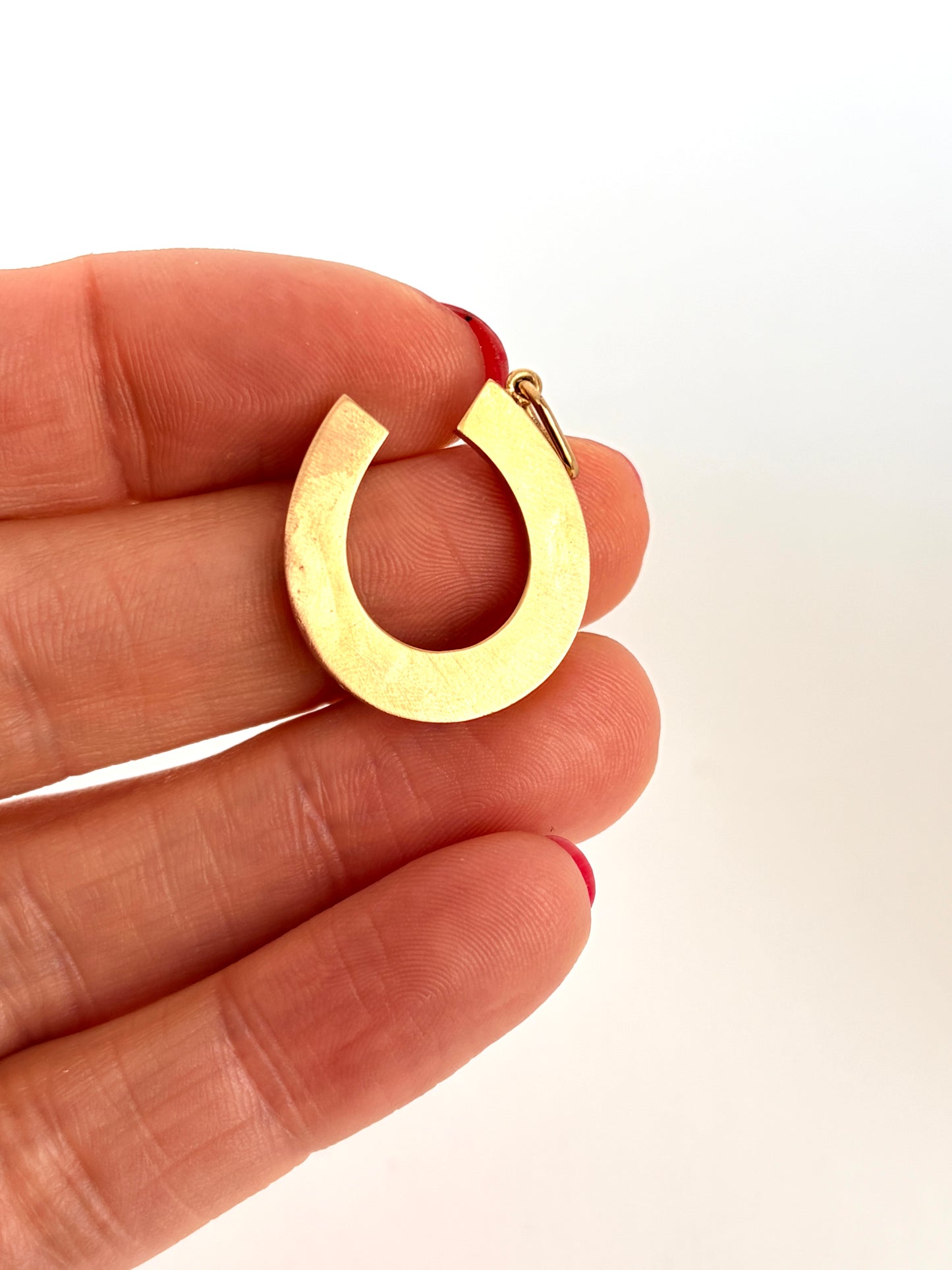 15ct Gold, Victorian Seed Pearl Lucky Horse Shoe Pendant and 9ct Gold Chain