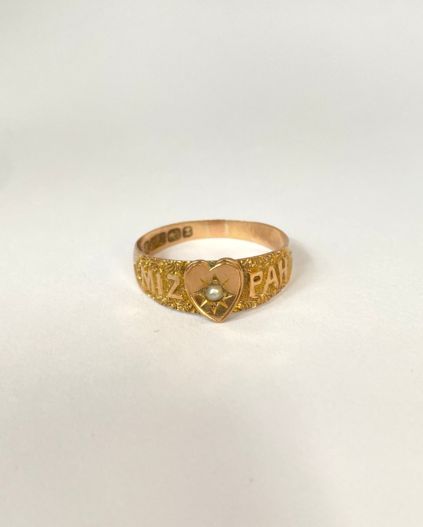 Antique, Victorian, 9ct Yellow Gold Mizpah Ring, Hallmarked Birmingham, 9ct Gold, 1899