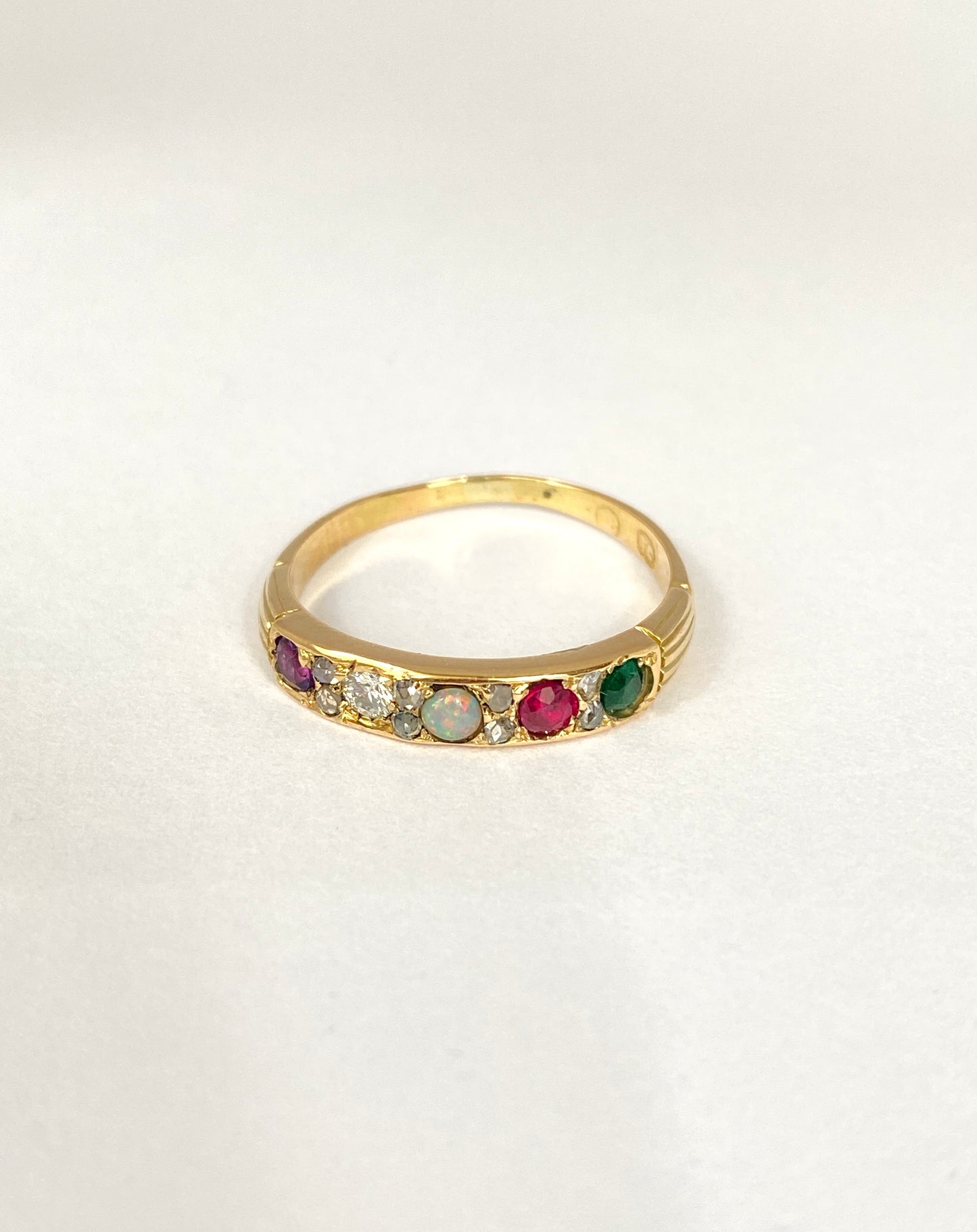 Vintage, 18ct Gold multigem Acrostic, 'ADORE' ring, Hallmarked, 18ct Gold