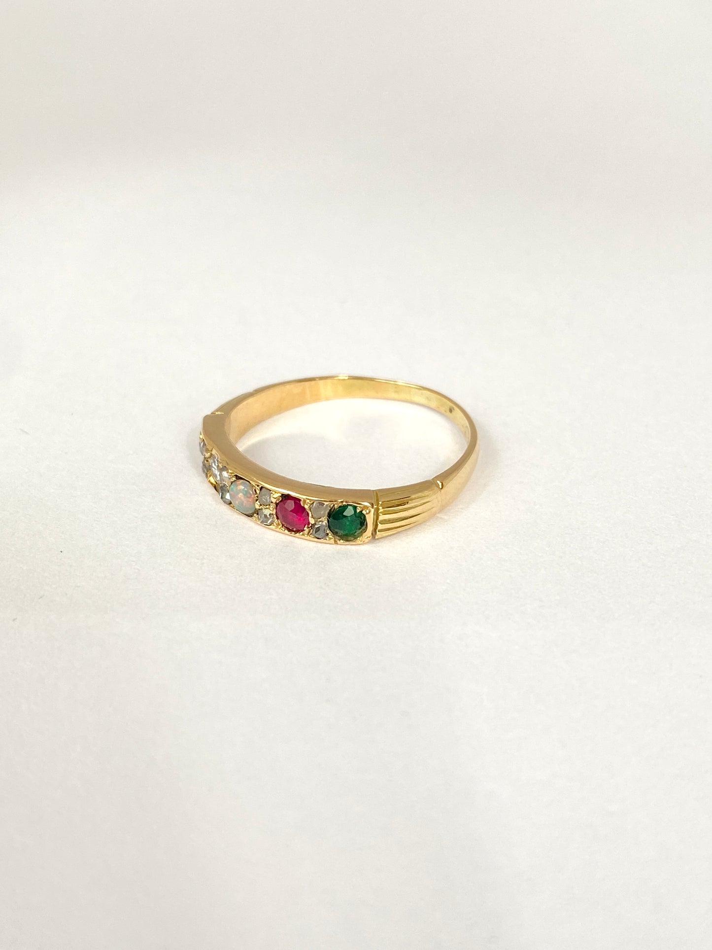 Vintage, 18ct Gold multigem Acrostic, 'ADORE' ring, Hallmarked, 18ct Gold