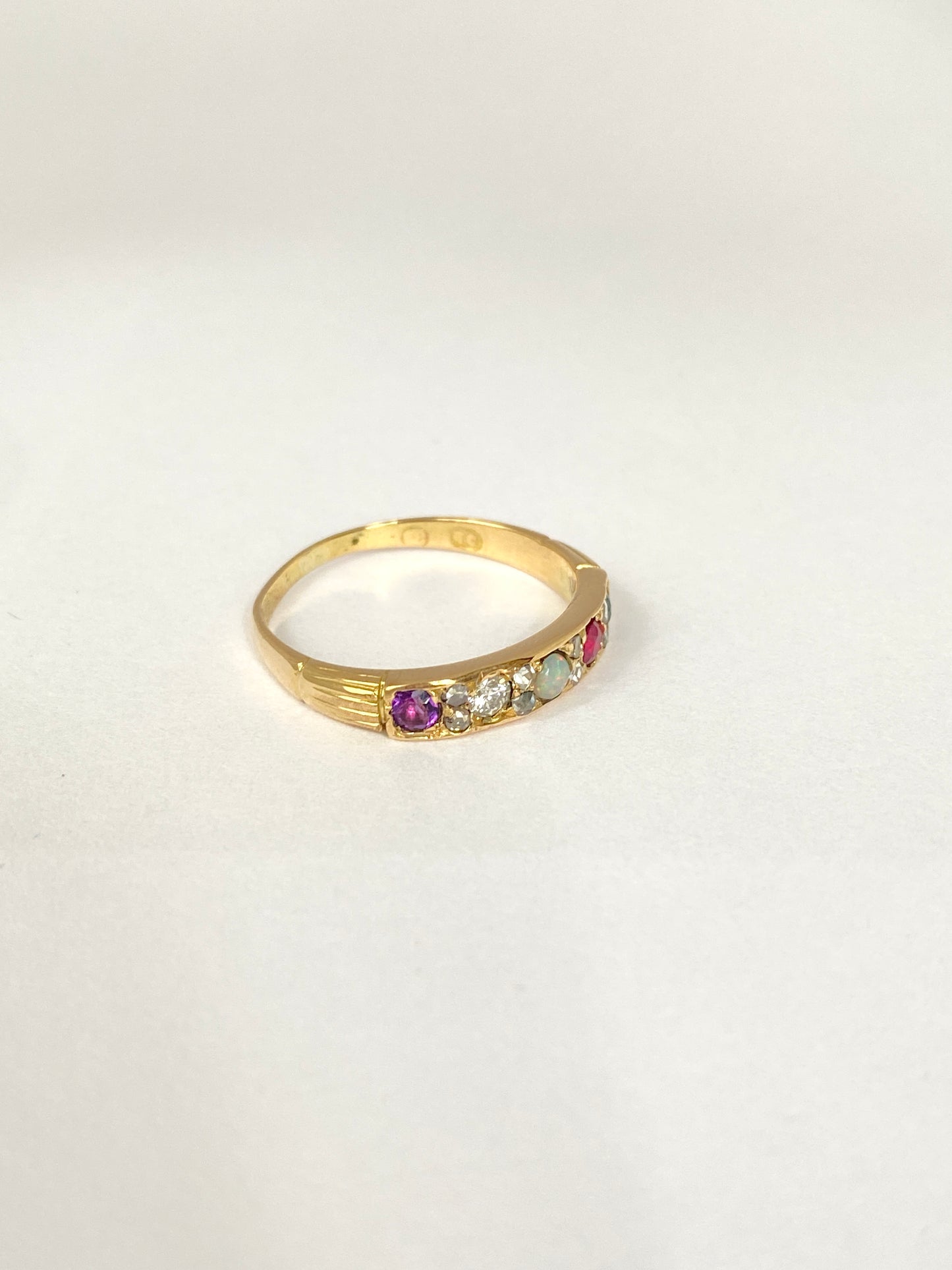 Vintage, 18ct Gold multigem Acrostic, 'ADORE' ring, Hallmarked, 18ct Gold