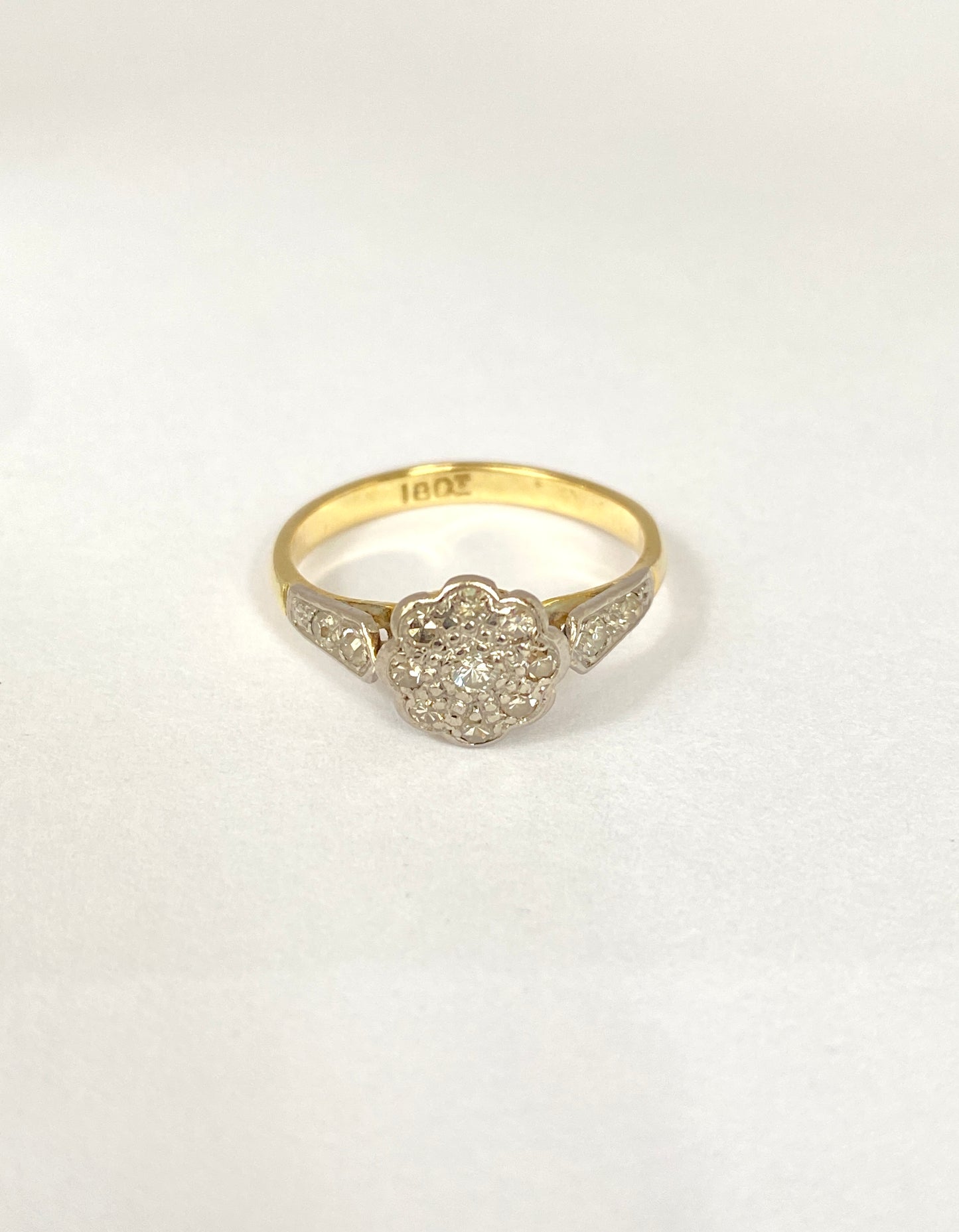 Art Deco, 18ct Gold and Platinum Diamond Cluster/Flower Ring