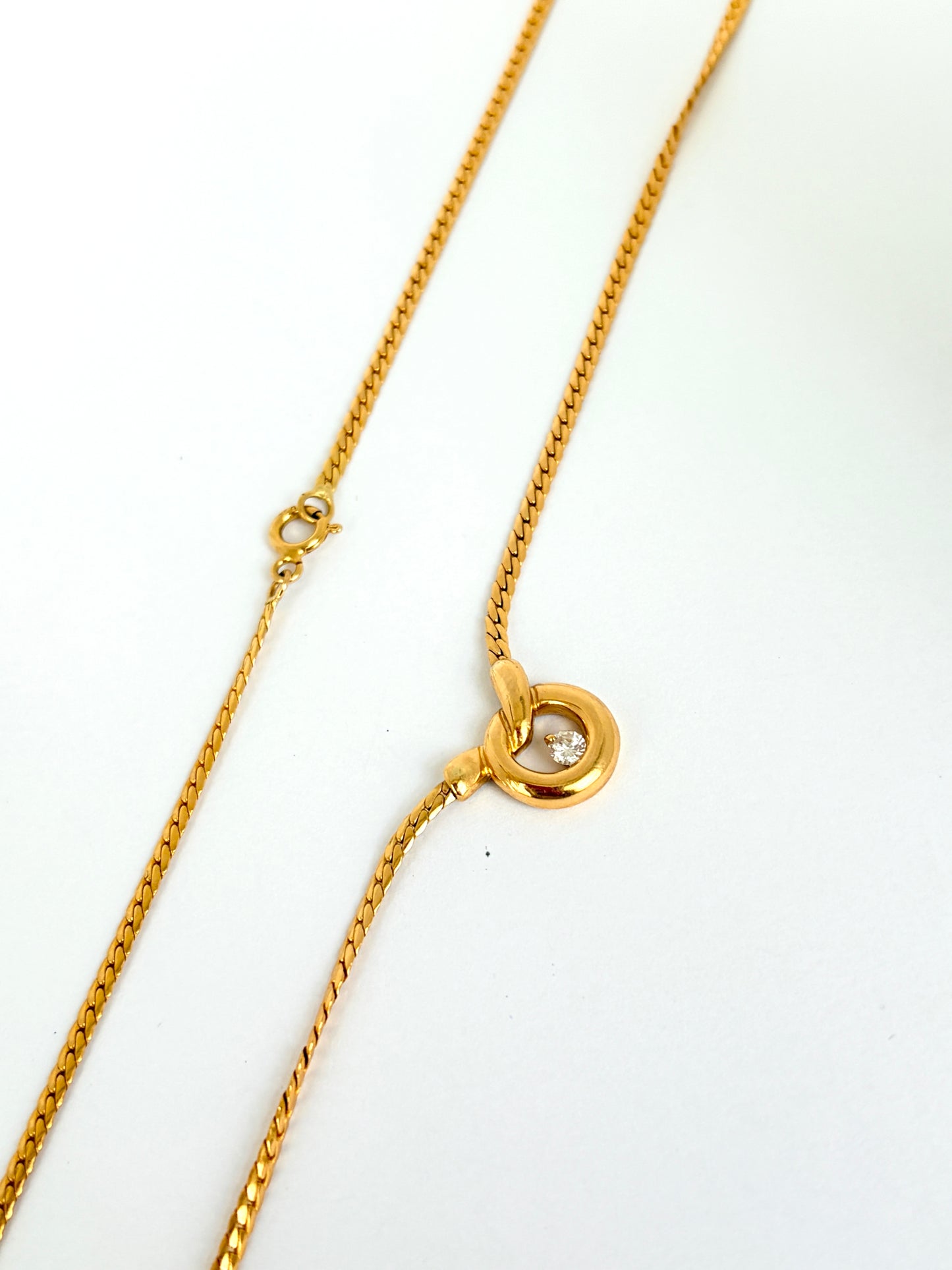 Vintage, 15.5 inch, 18ct Yellow Gold and Diamond 'Swirl' Necklace