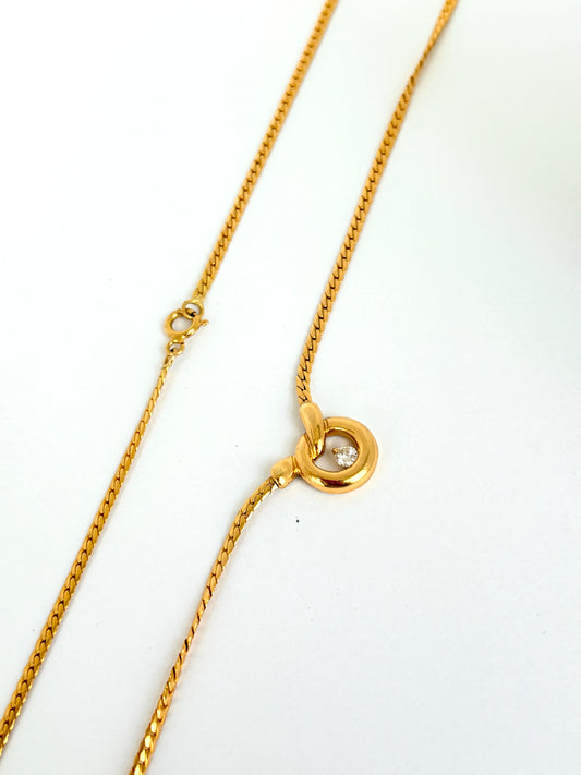 Vintage, 15.5 inch, 18ct Yellow Gold and Diamond 'Swirl' Necklace