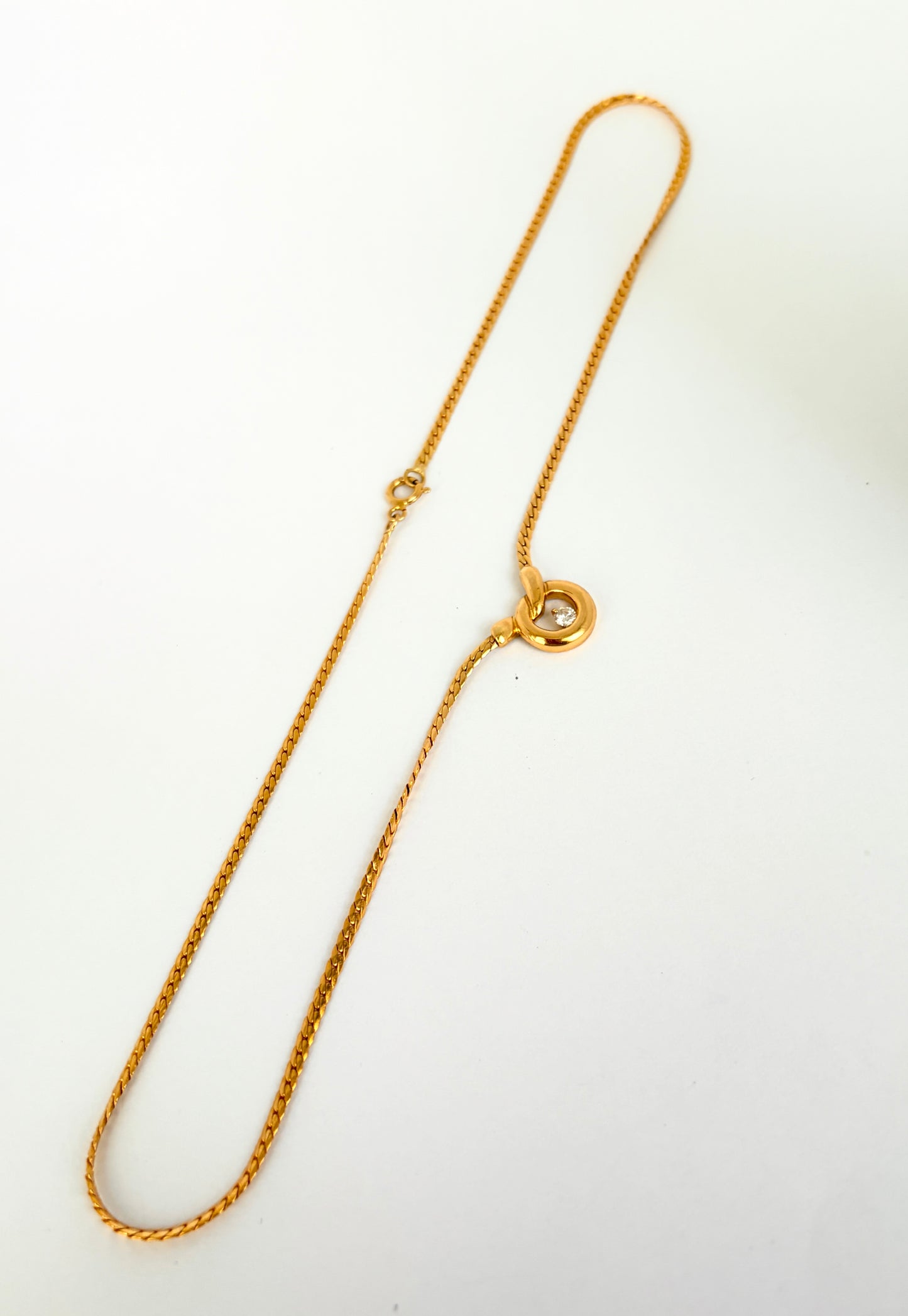 Vintage, 15.5 inch, 18ct Yellow Gold and Diamond 'Swirl' Necklace