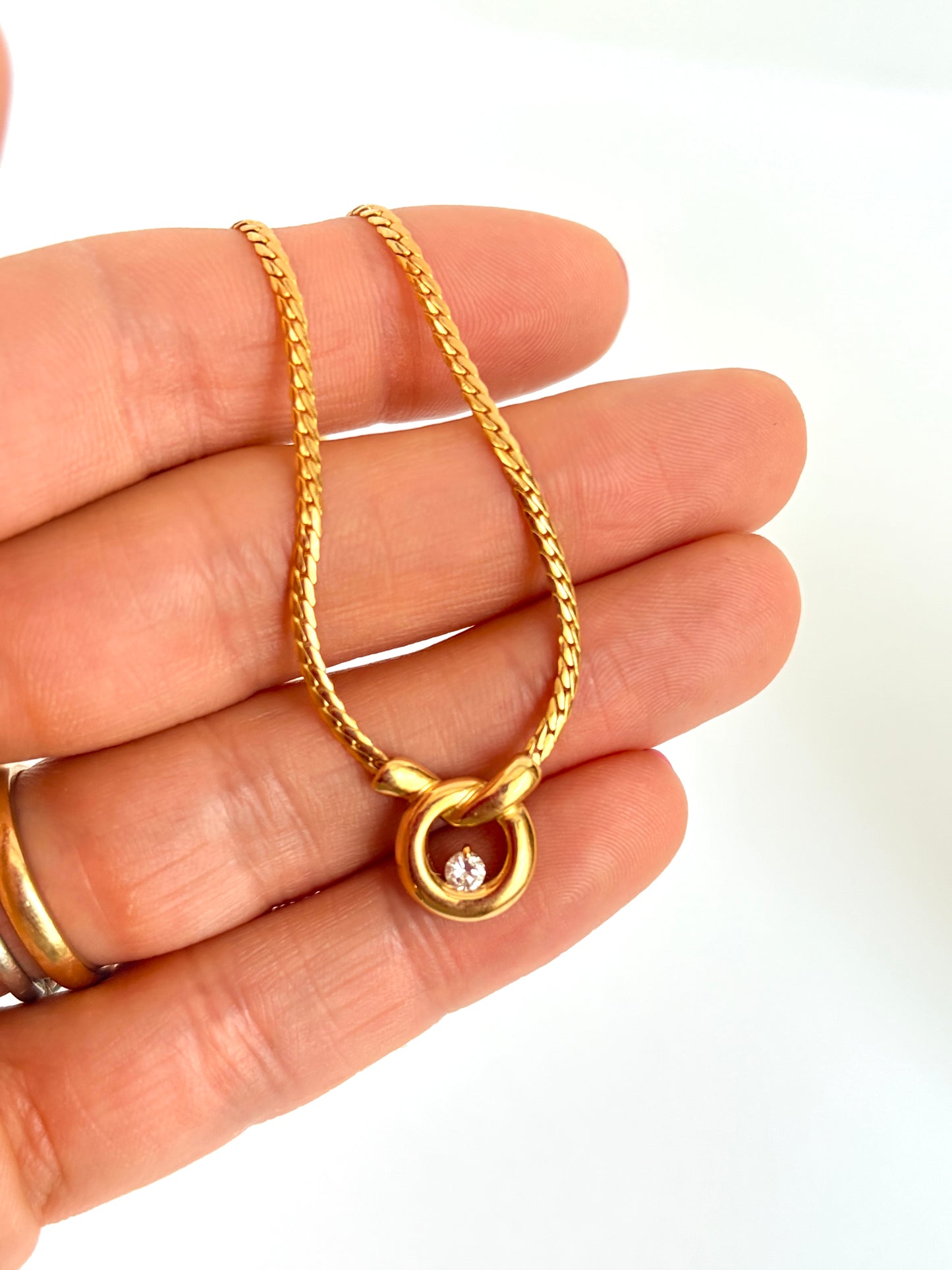 Vintage, 15.5 inch, 18ct Yellow Gold and Diamond 'Swirl' Necklace