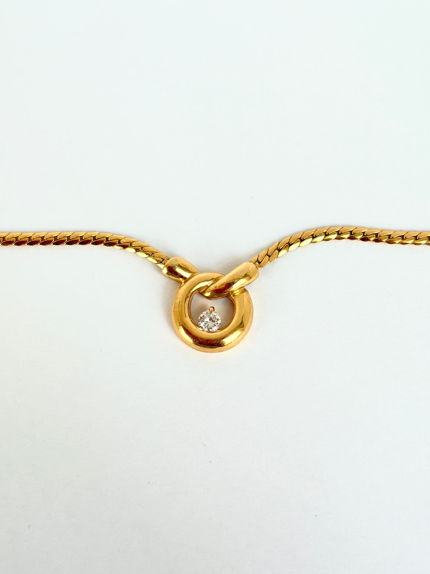 Vintage, 15.5 inch, 18ct Yellow Gold and Diamond 'Swirl' Necklace