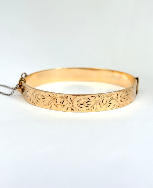 Victorian, Engraved, Rolled Gold Bangle, 17.47g