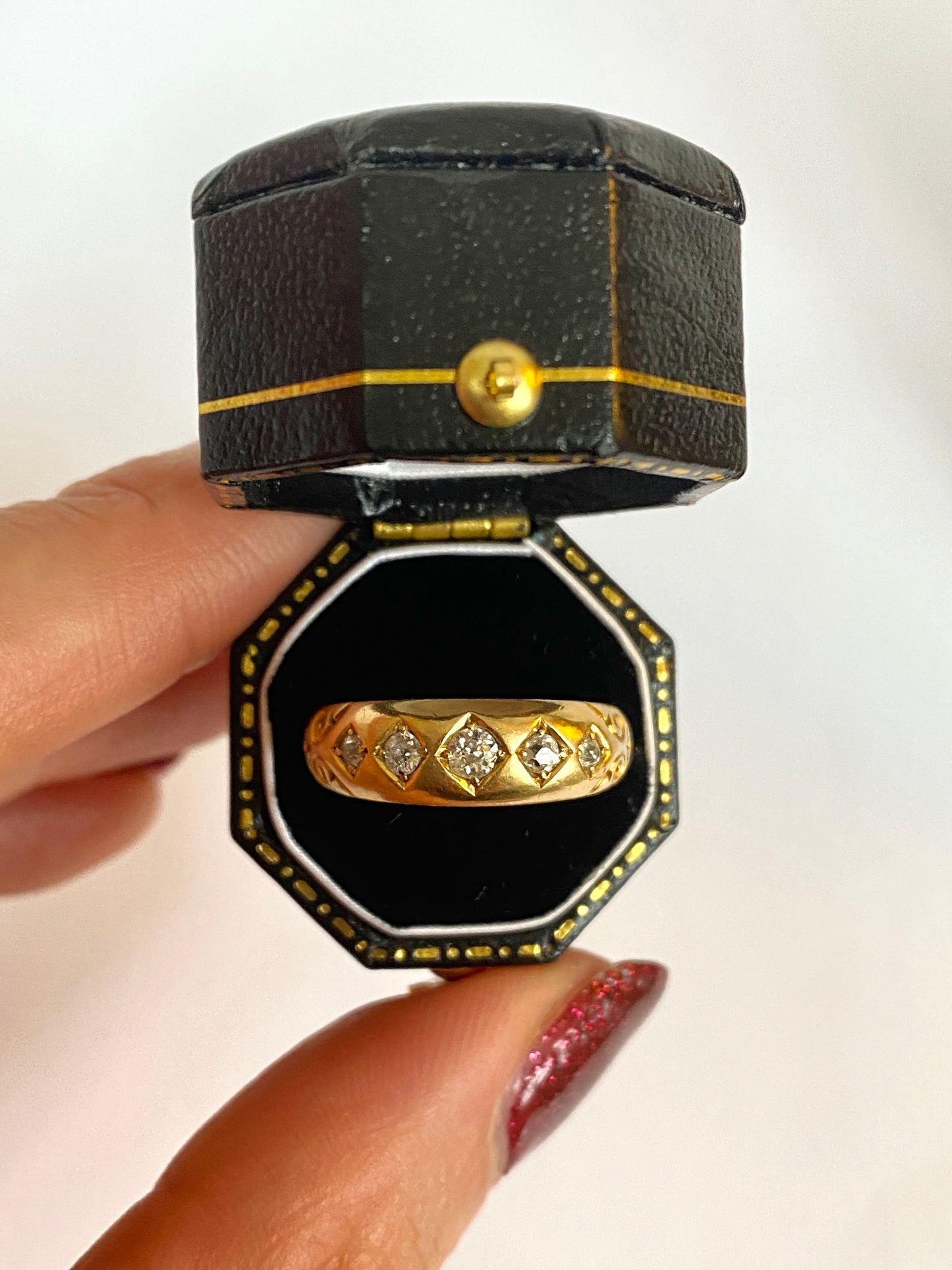 18ct Gold, Victorian, Diamond Gypsy Ring, Hallmarked for 18ct Gold, Birmingham 1893