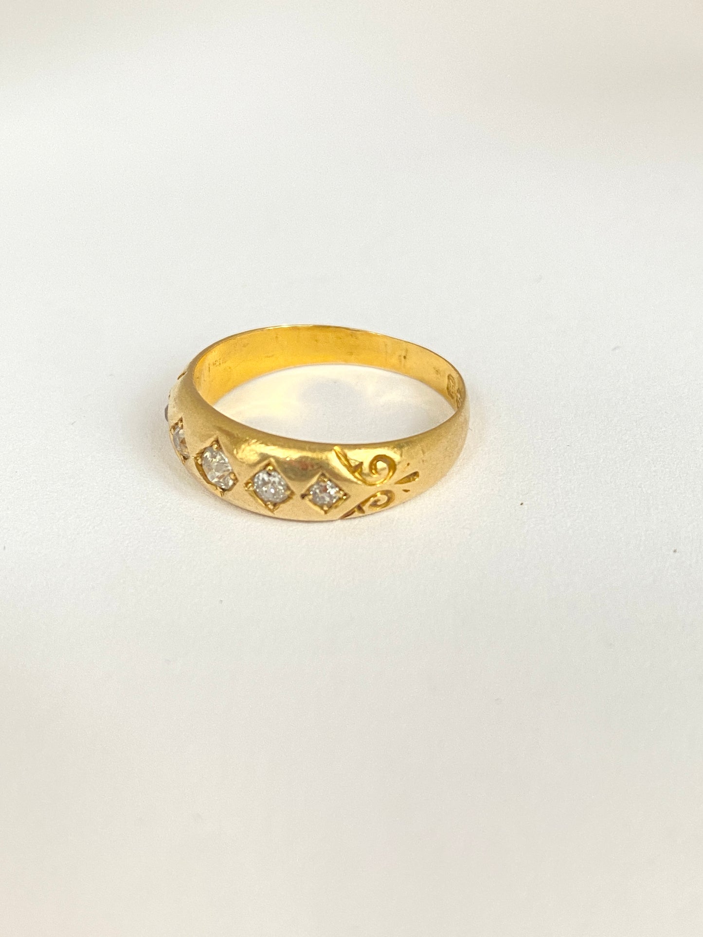 18ct Gold, Victorian, Diamond Gypsy Ring, Hallmarked for 18ct Gold, Birmingham 1893