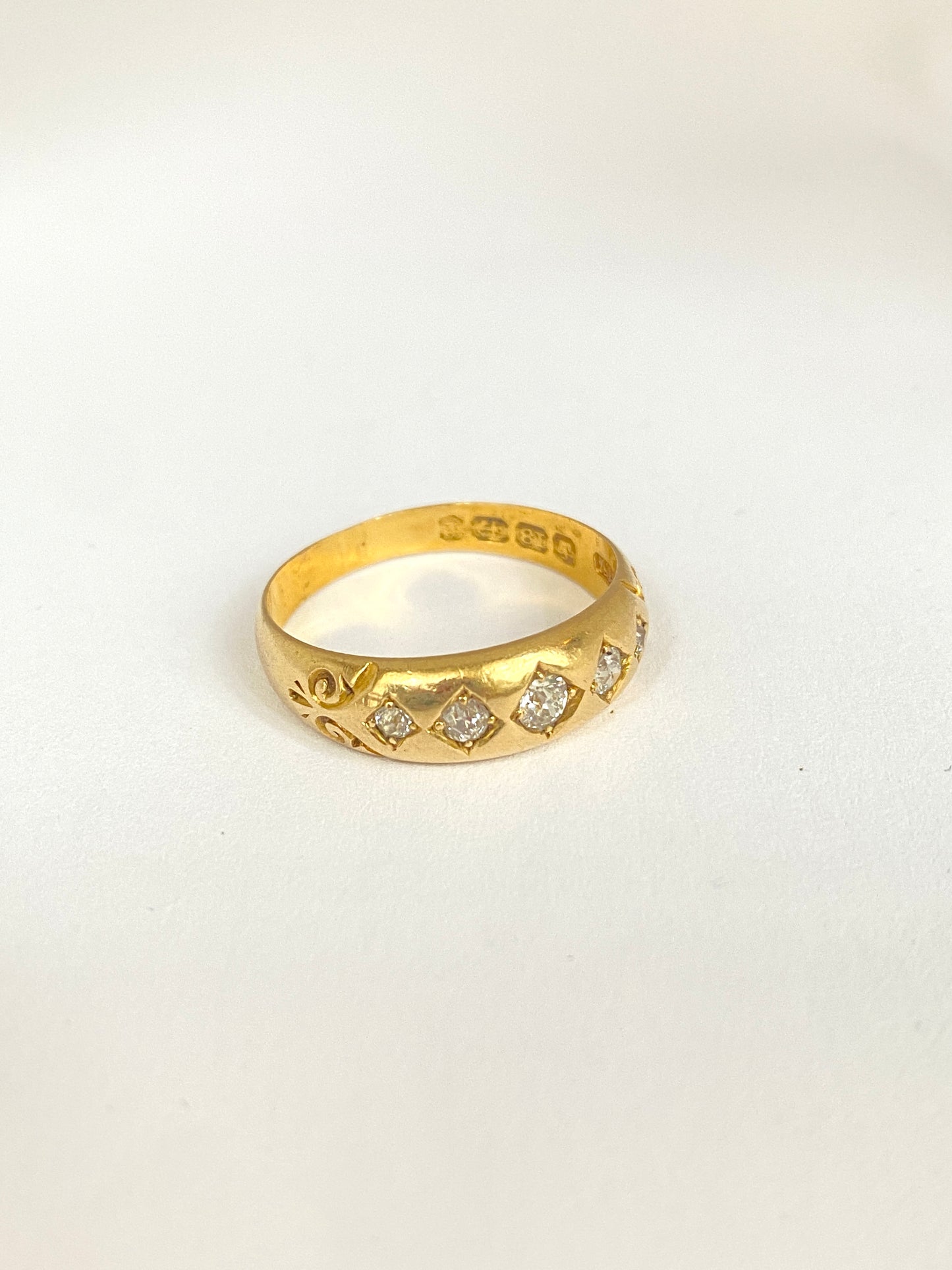18ct Gold, Victorian, Diamond Gypsy Ring, Hallmarked for 18ct Gold, Birmingham 1893