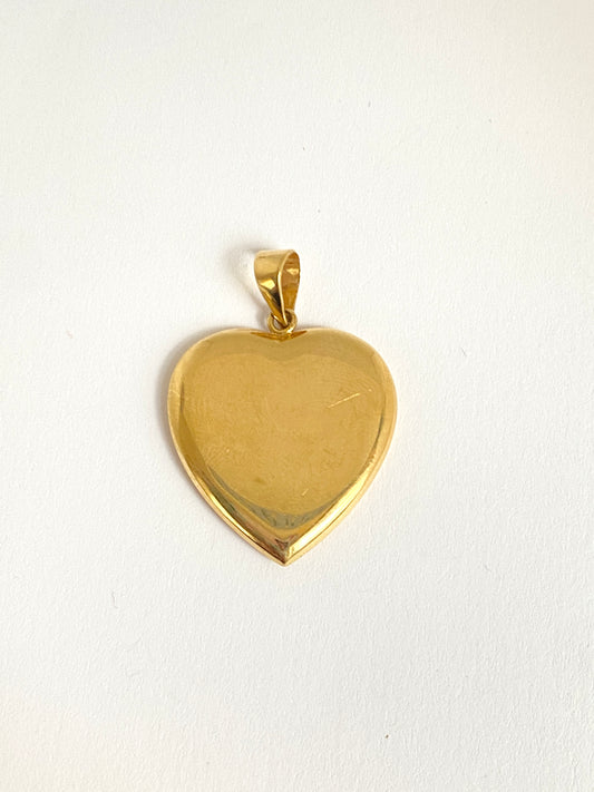 Large, 18ct Gold, Vintage, Heart-shaped Pendant