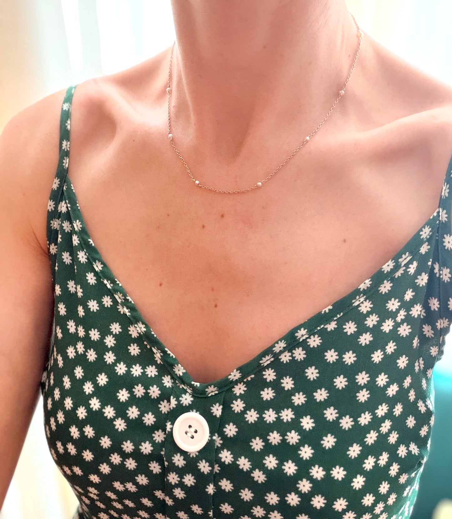 17 inch, Edwardian, 9ct Gold Pearl Station Necklace.
