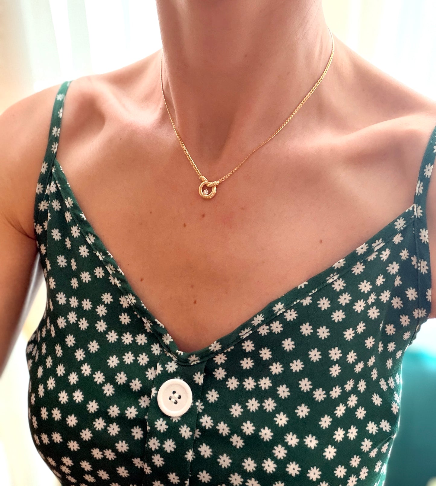 Vintage, 15.5 inch, 18ct Yellow Gold and Diamond 'Swirl' Necklace