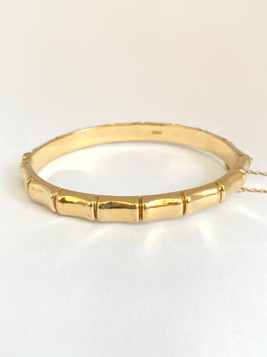 Vintage, 9ct Gold Bamboo Bangle (10.43g) Hallmarked, 9ct Gold, Birmingham, 1998