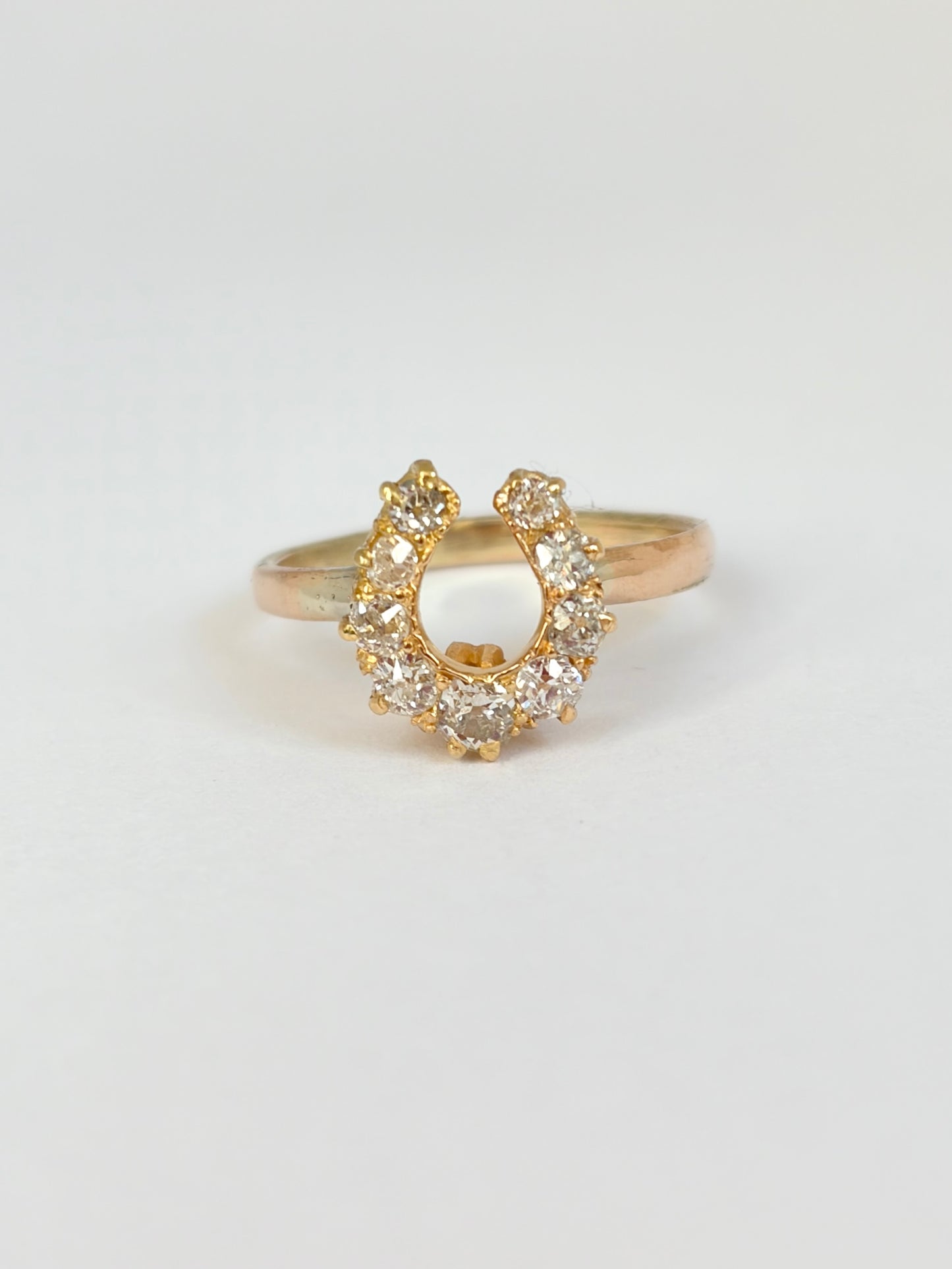 Vintage, Art Deco 15ct Gold,  Diamond Horse Shoe Ring