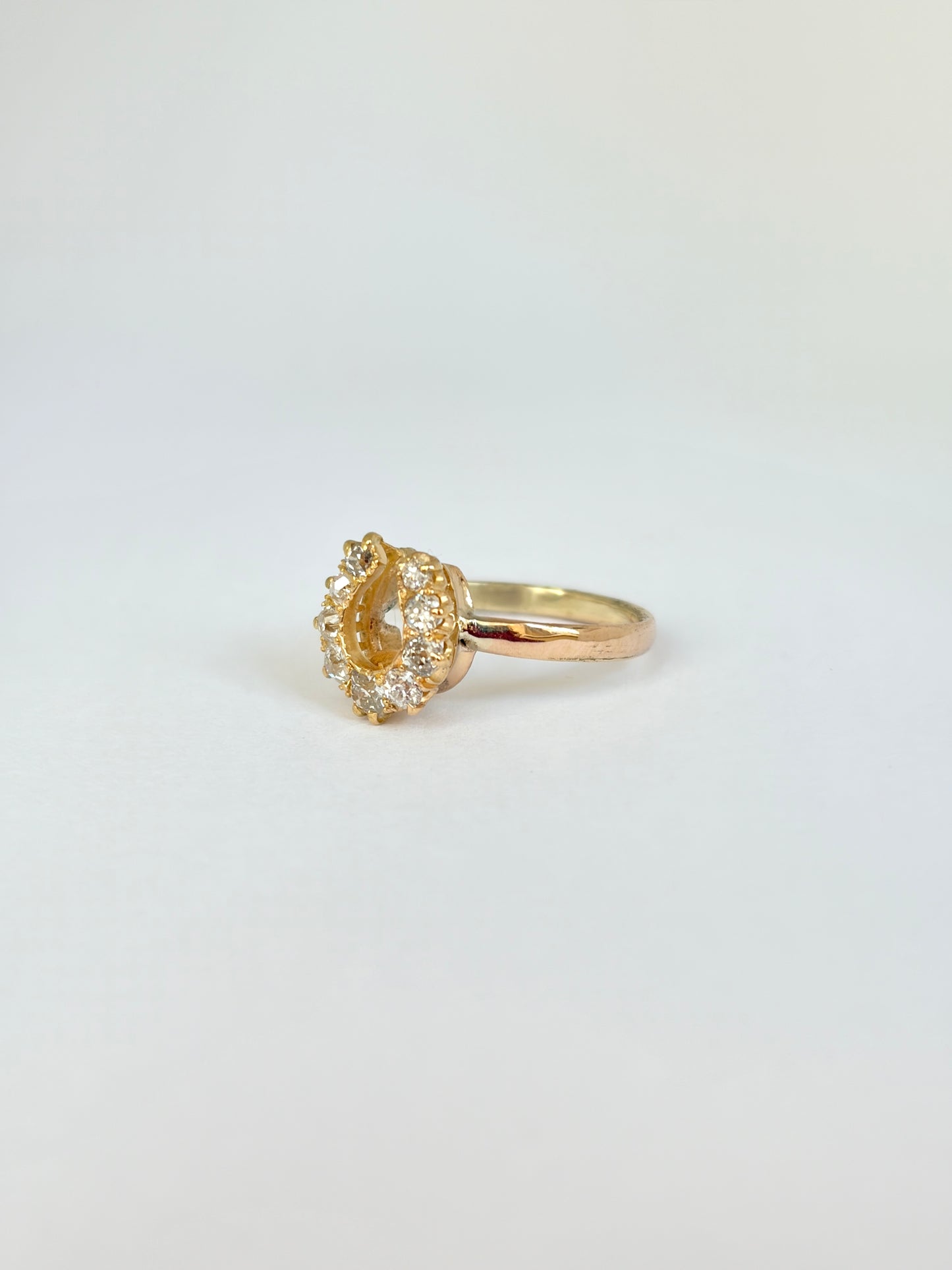 Vintage, Art Deco 15ct Gold,  Diamond Horse Shoe Ring