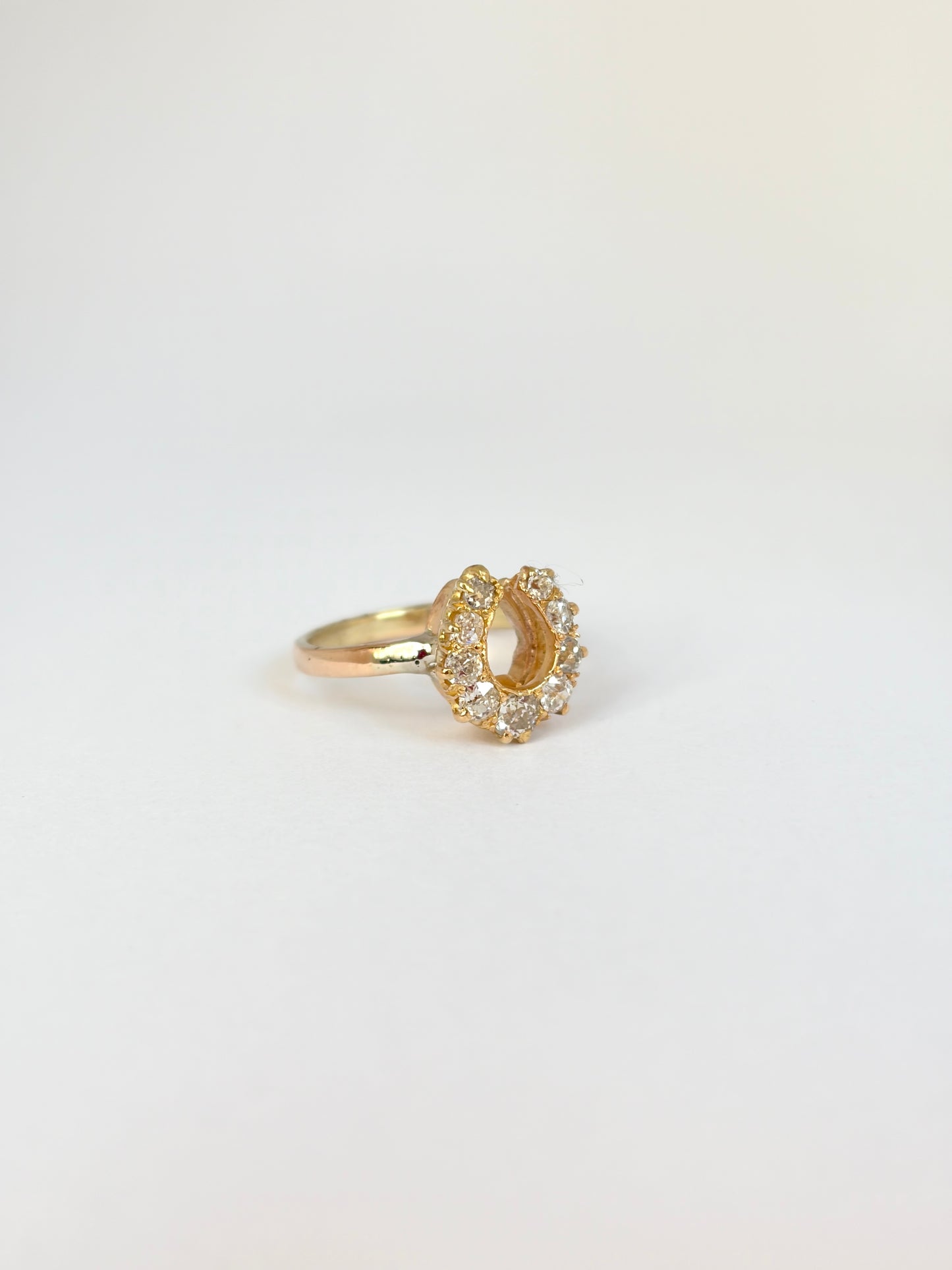 Vintage, Art Deco 15ct Gold,  Diamond Horse Shoe Ring