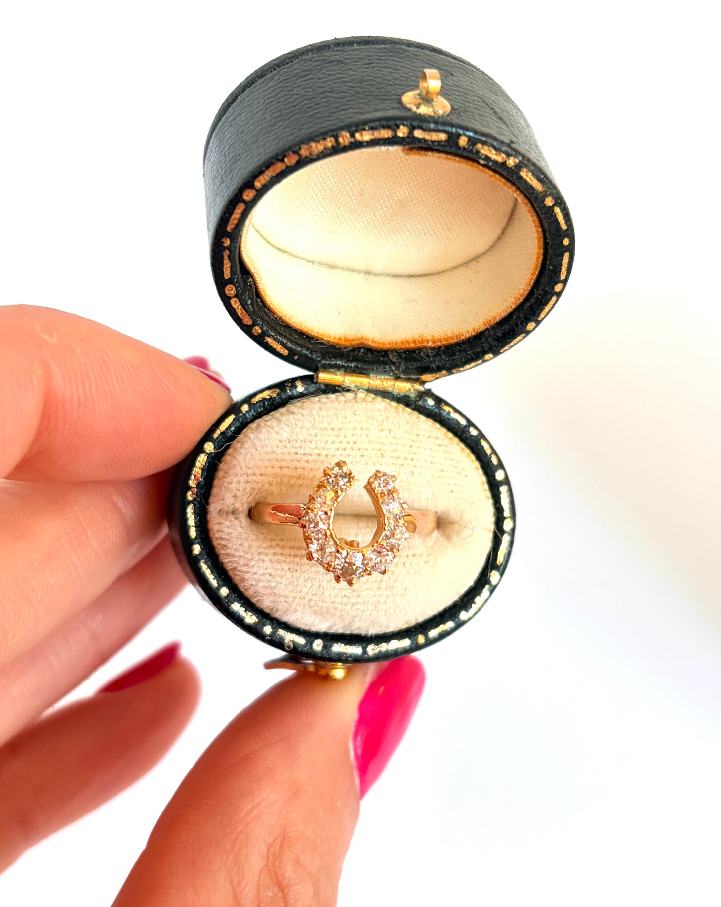 Vintage, Art Deco 15ct Gold,  Diamond Horse Shoe Ring