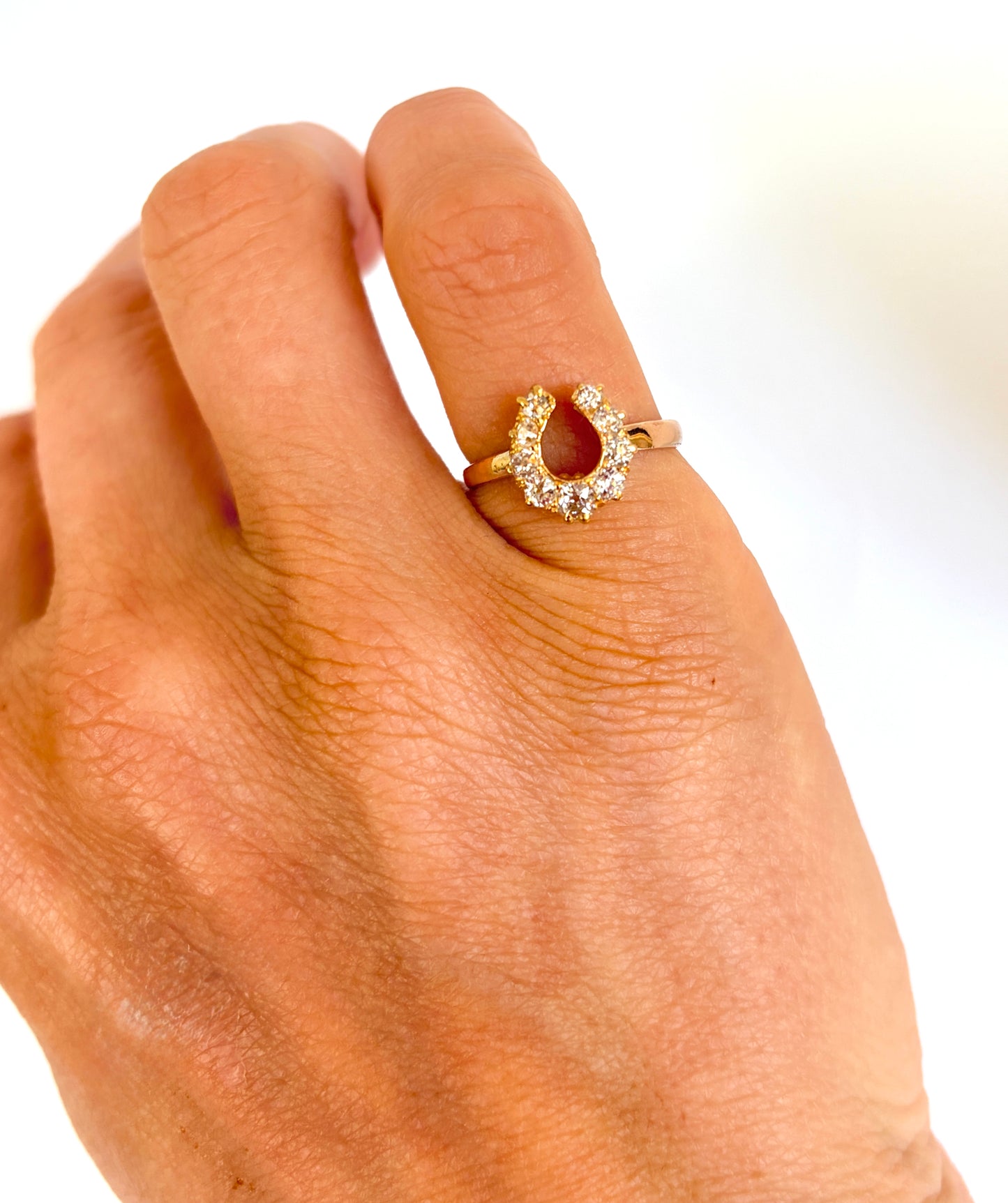 Vintage, Art Deco 15ct Gold,  Diamond Horse Shoe Ring