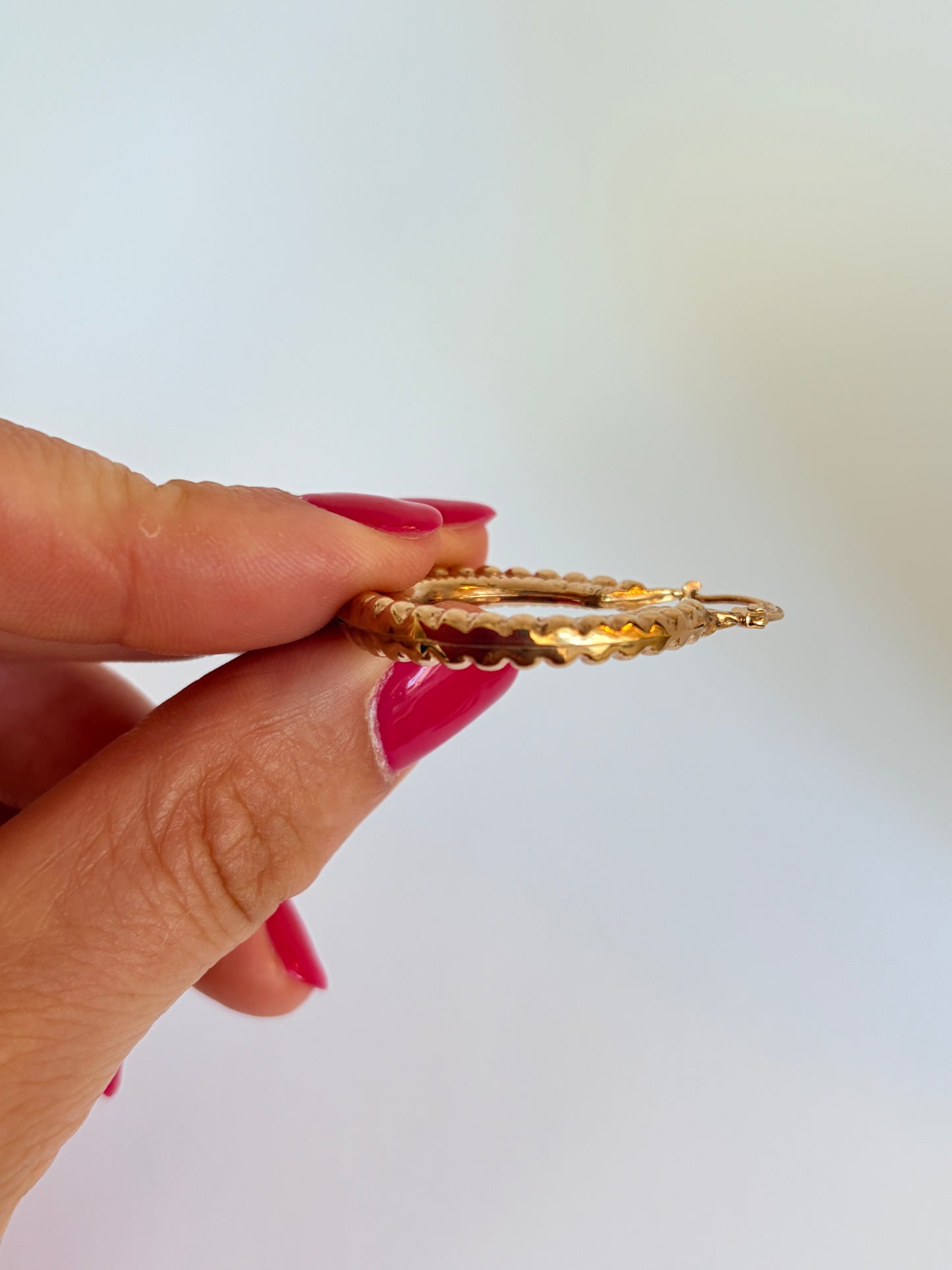 9ct Gold, Vintage Engraved Open Hoops
