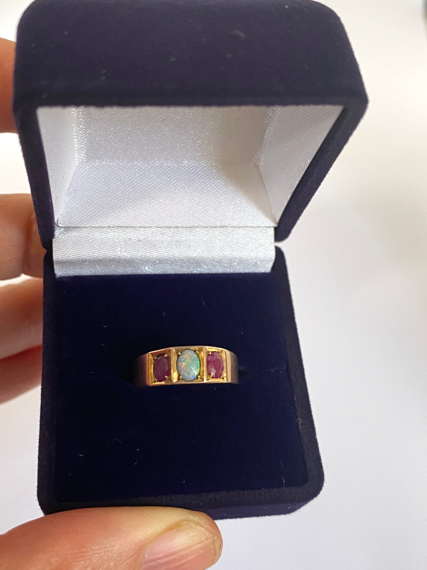 RESERVED 9ct Gold, Vintage, Opal and Ruby Ring