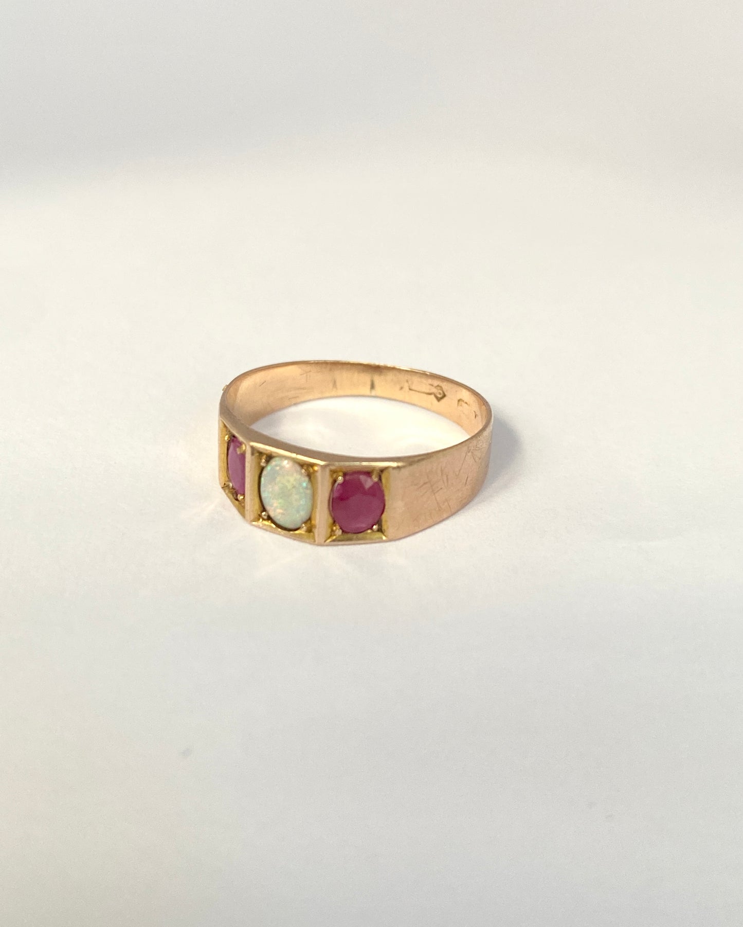 RESERVED 9ct Gold, Vintage, Opal and Ruby Ring