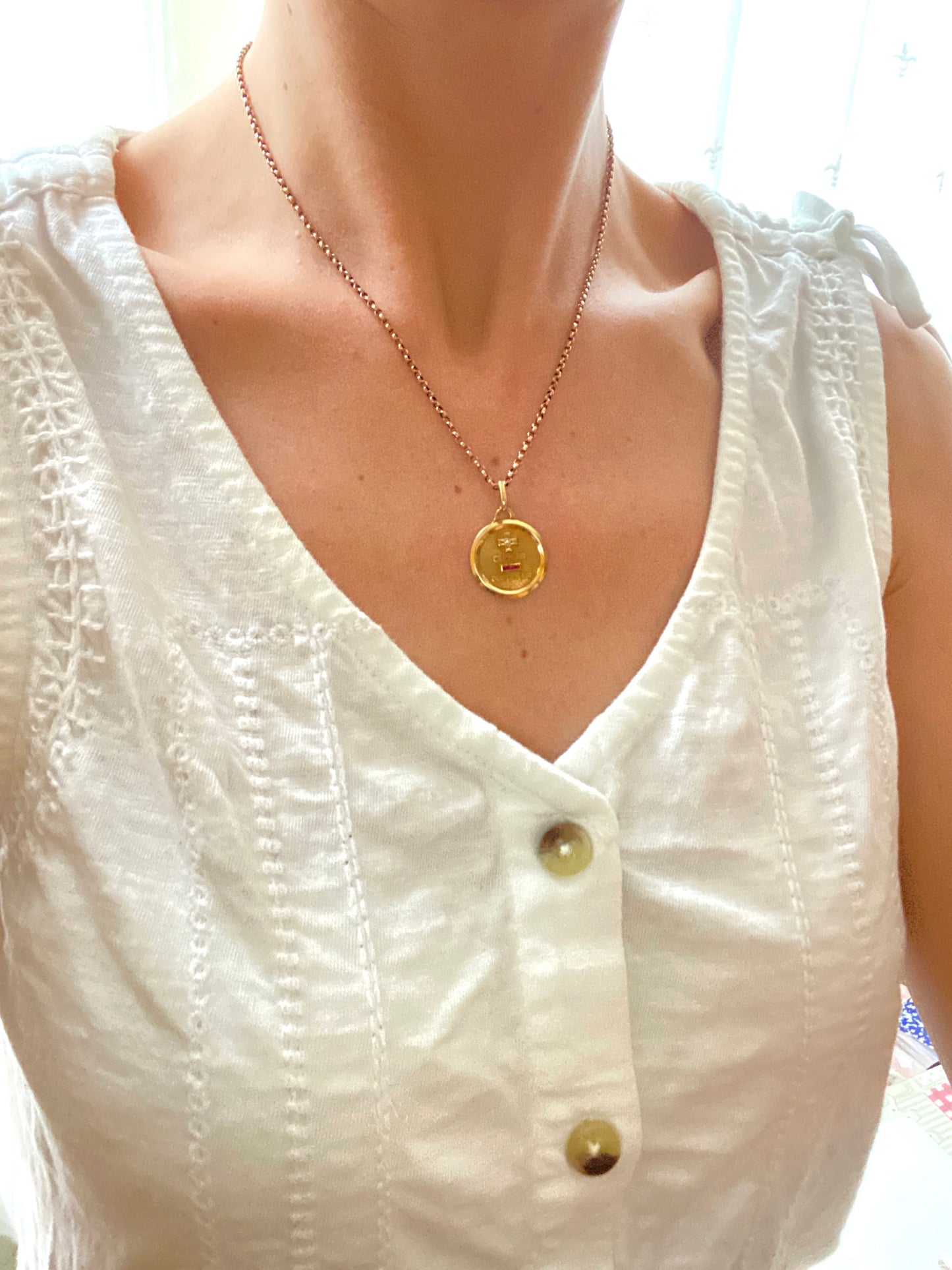 Vintage, 18ct Gold, Diamond and Ruby French Augis Love Pendant, 'Qu'hier - Que demain'