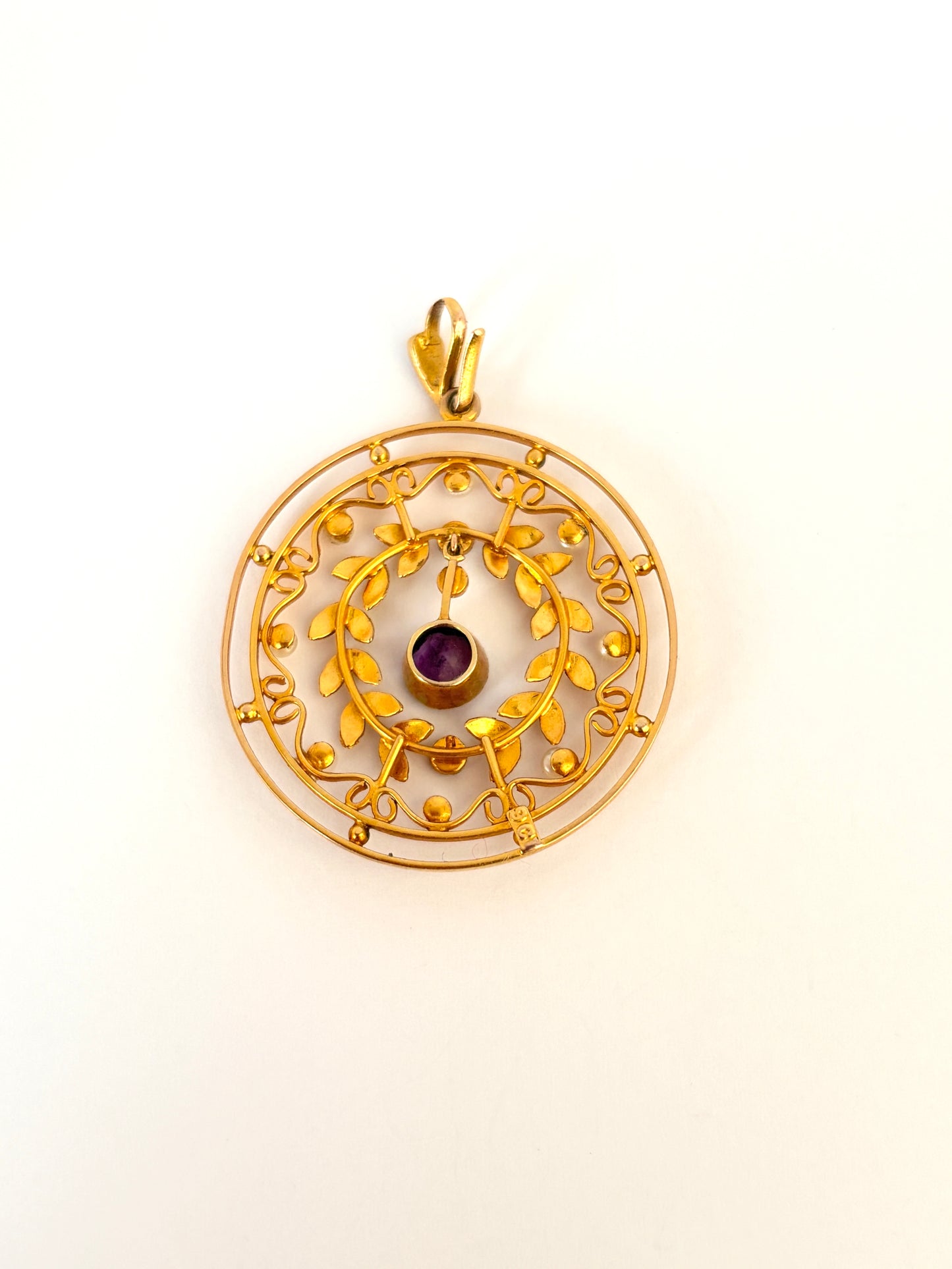 Fabulous Art Nouveau, 9ct Gold, Amethyst and Pearl Pendant