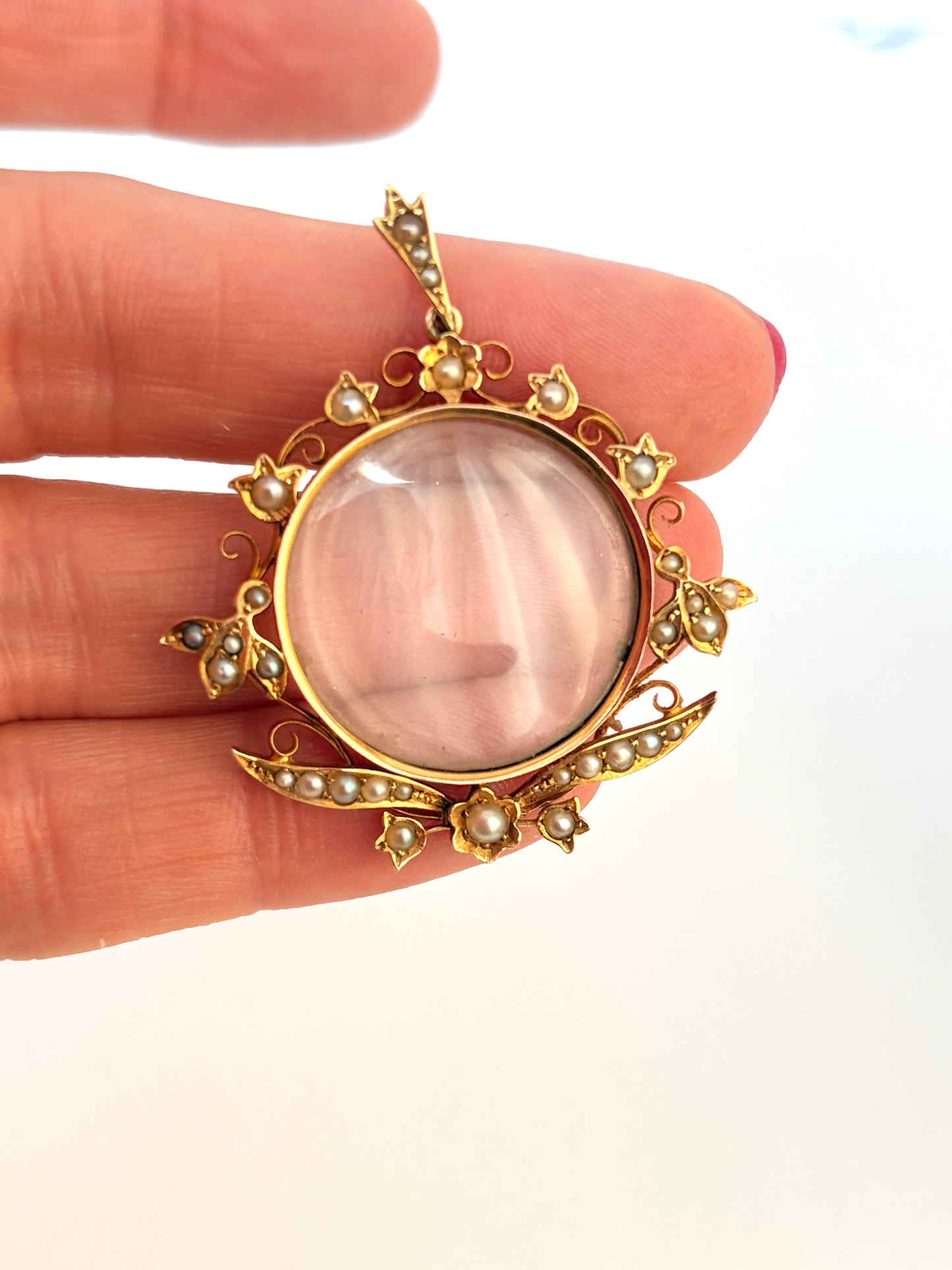 15ct Gold, Victorian, Seed Pearl Locket, 7.03g