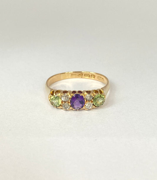 18ct Gold Suffragette Ring. Hallmarked for 18ct Gold, Chester 3.55g