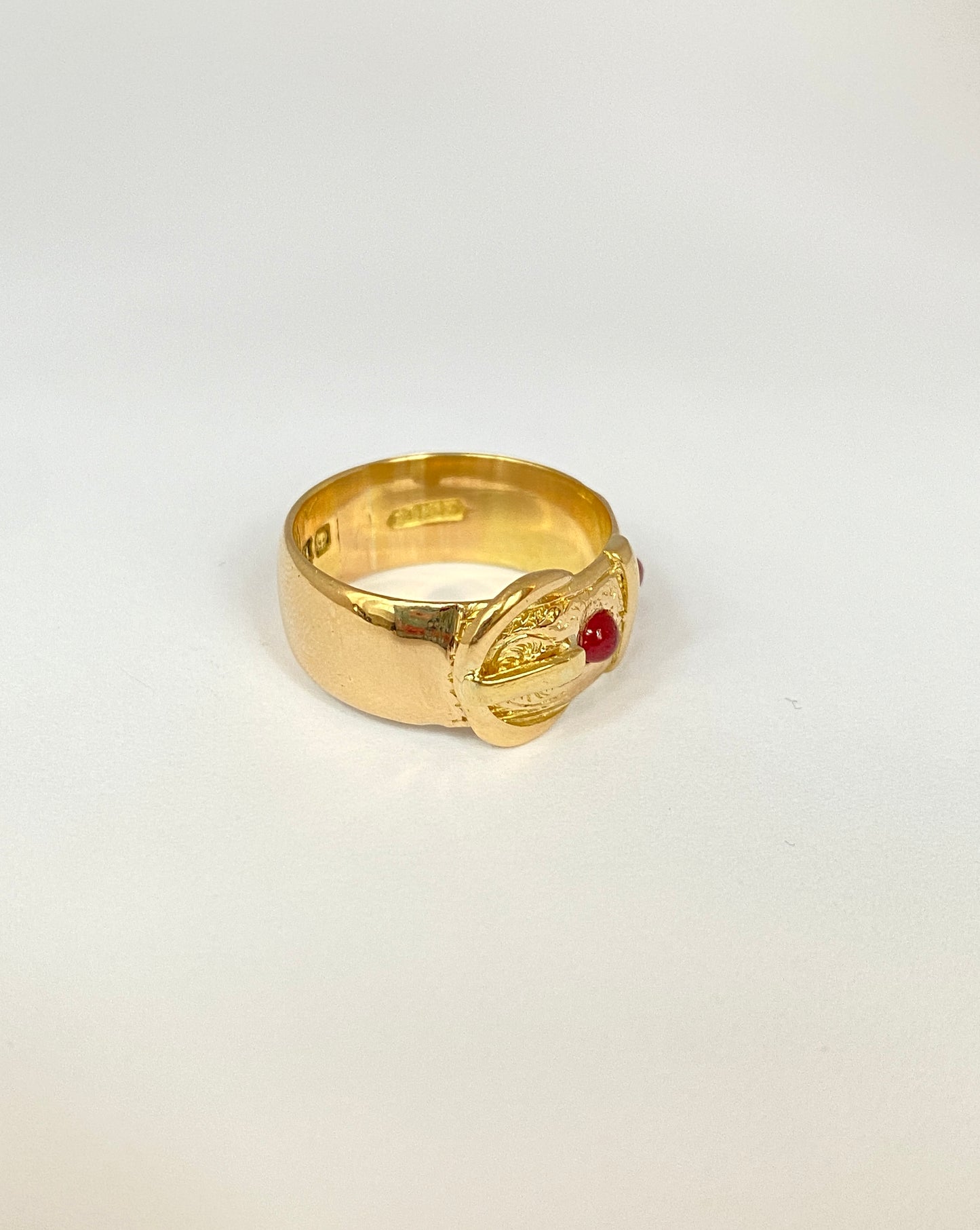 Antique, Victorian 18ct Gold Ruby Buckle Ring, Hallmarked for 18ct Gold, London and 1917 (7.52g)