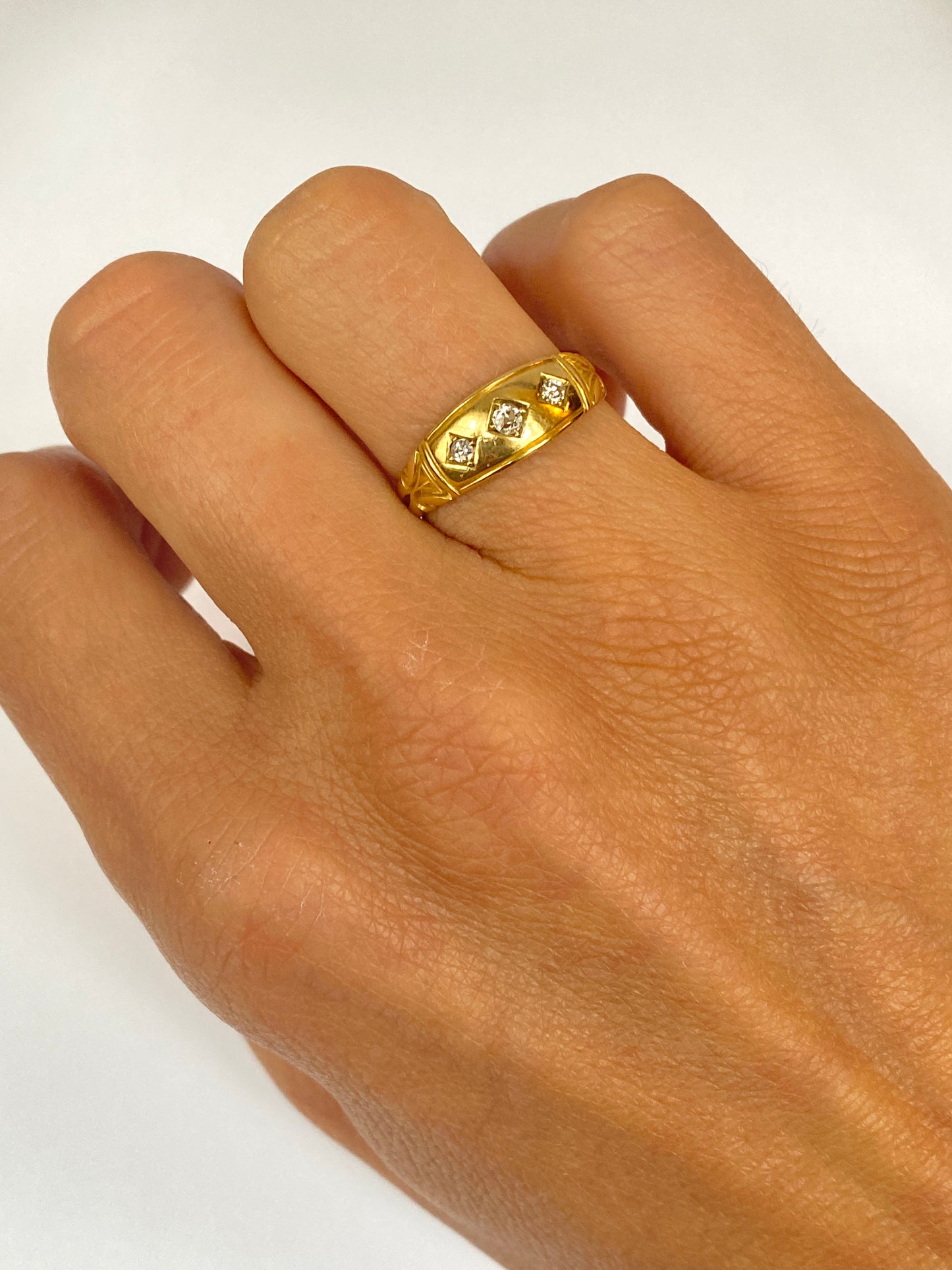 18ct Gold, Victorian, Diamond Gypsy Ring, Hallmarked for 18ct Gold, Birmingham 1894