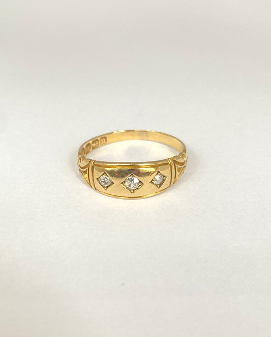 18ct Gold, Victorian, Diamond Gypsy Ring, Hallmarked for 18ct Gold, Birmingham 1894