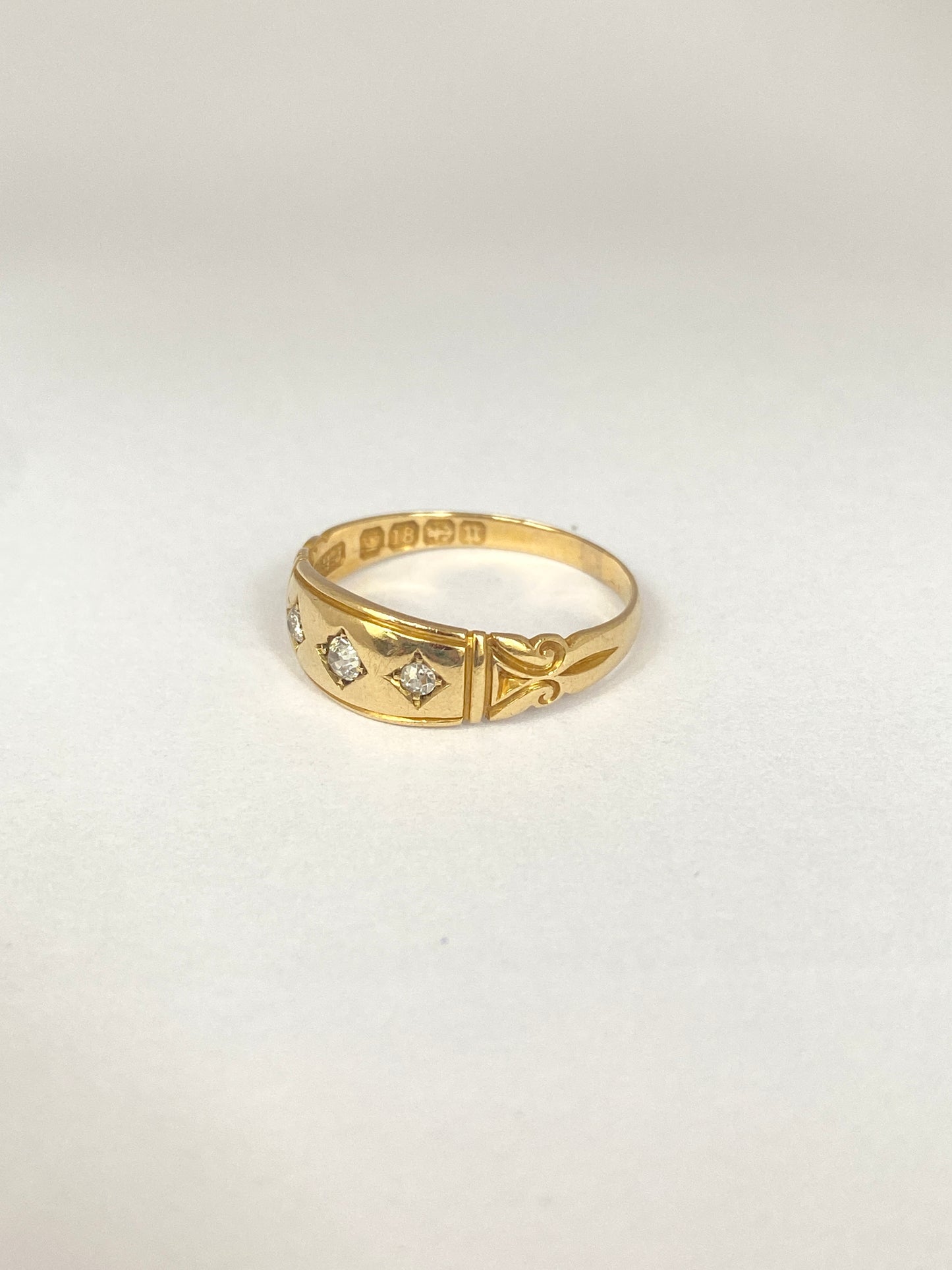 18ct Gold, Victorian, Diamond Gypsy Ring, Hallmarked for 18ct Gold, Birmingham 1894