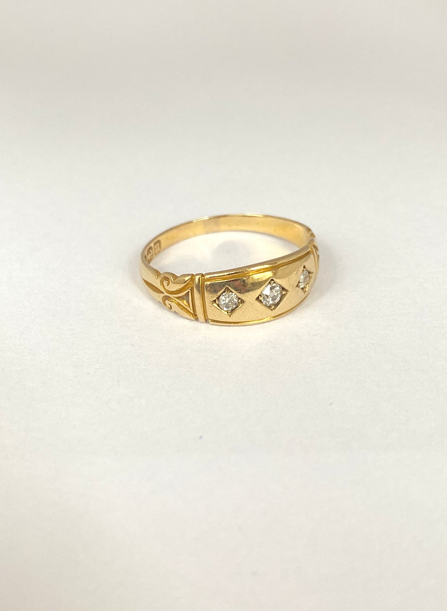 18ct Gold, Victorian, Diamond Gypsy Ring, Hallmarked for 18ct Gold, Birmingham 1894