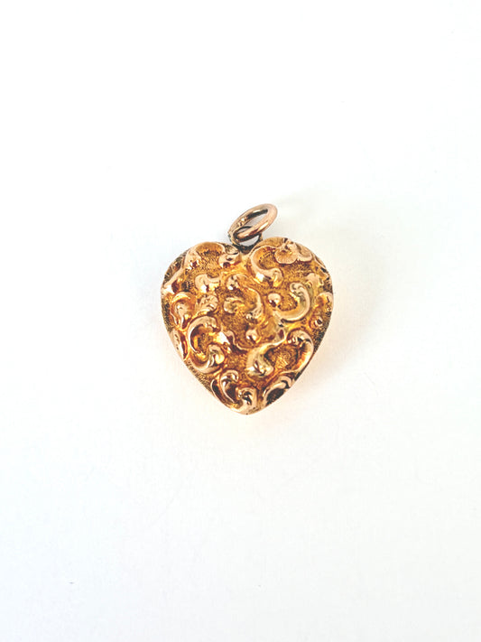 Victorian, 15ct Gold, Chased Heart Pendant with locket back