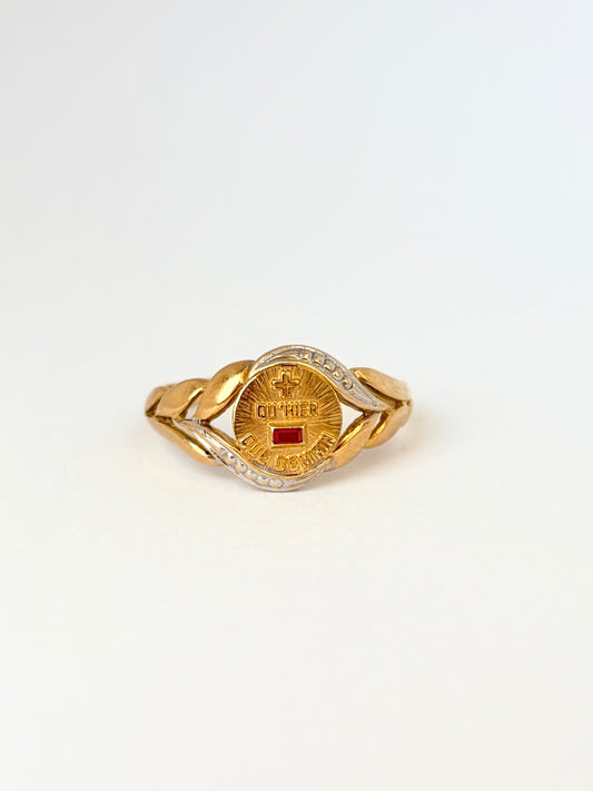 Romantic, 18ct Gold, Diamond and Ruby French Augis Love Ring, 'Qu'hier - Que demain' (Copy)