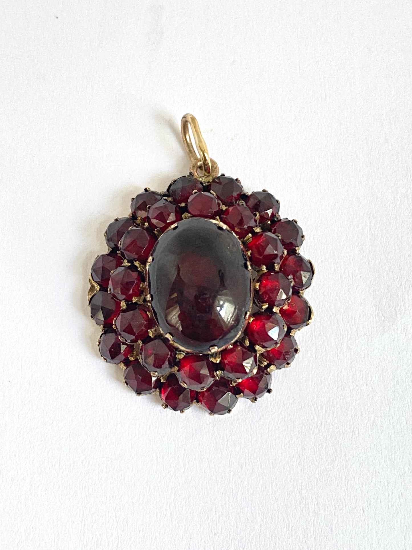 Superb, Antique, 9ct Gold, Garnet Cluster Pendant