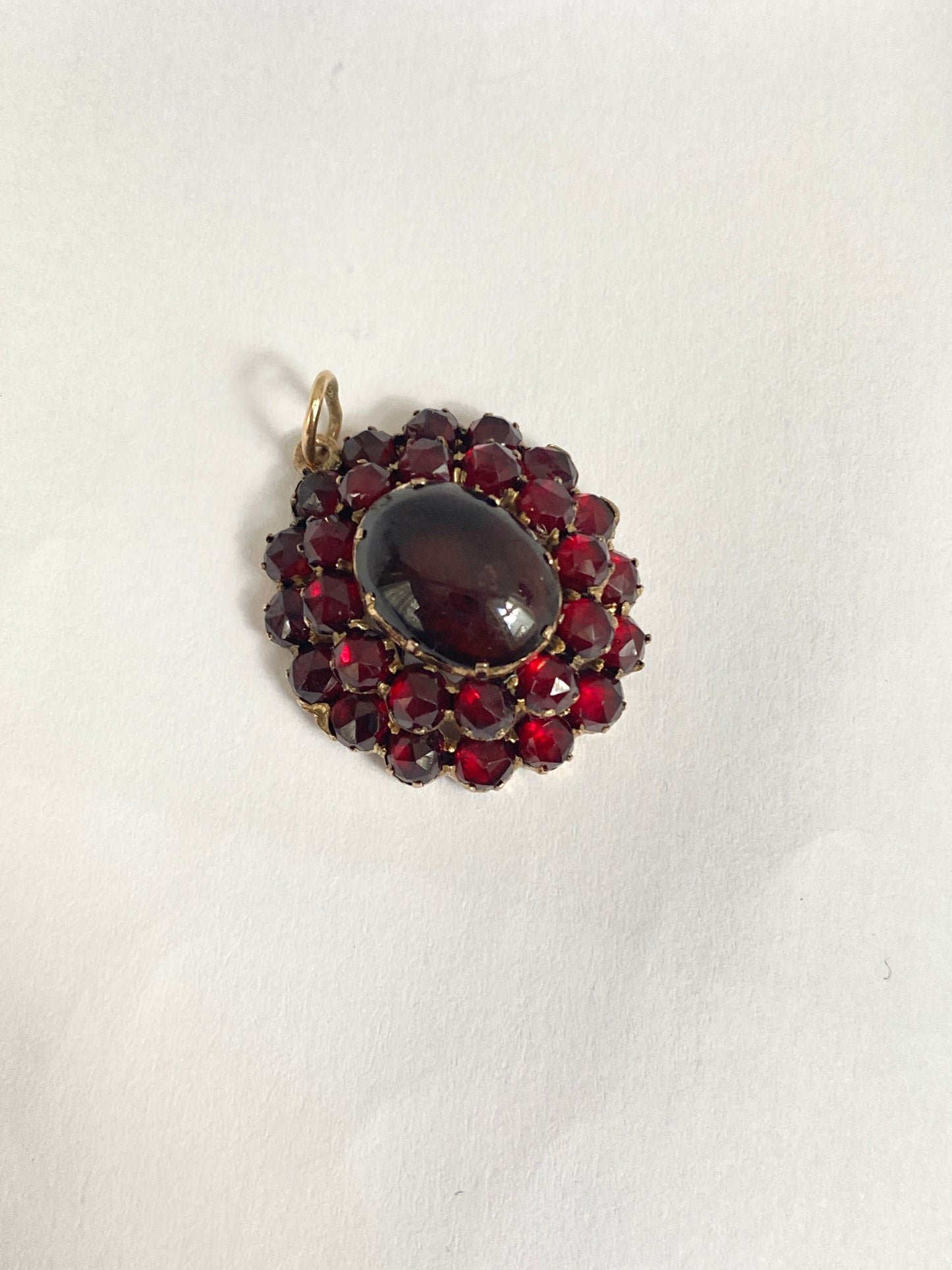 Superb, Antique, 9ct Gold, Garnet Cluster Pendant