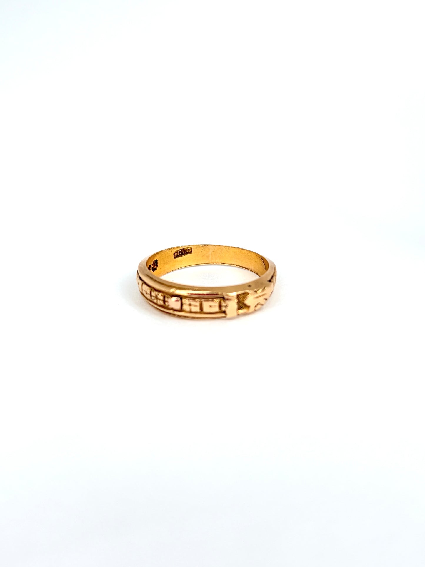 Victorian, 18ct Gold, Engraved Wedding / Stacking Band, Hallmarked, Birmingham 1876