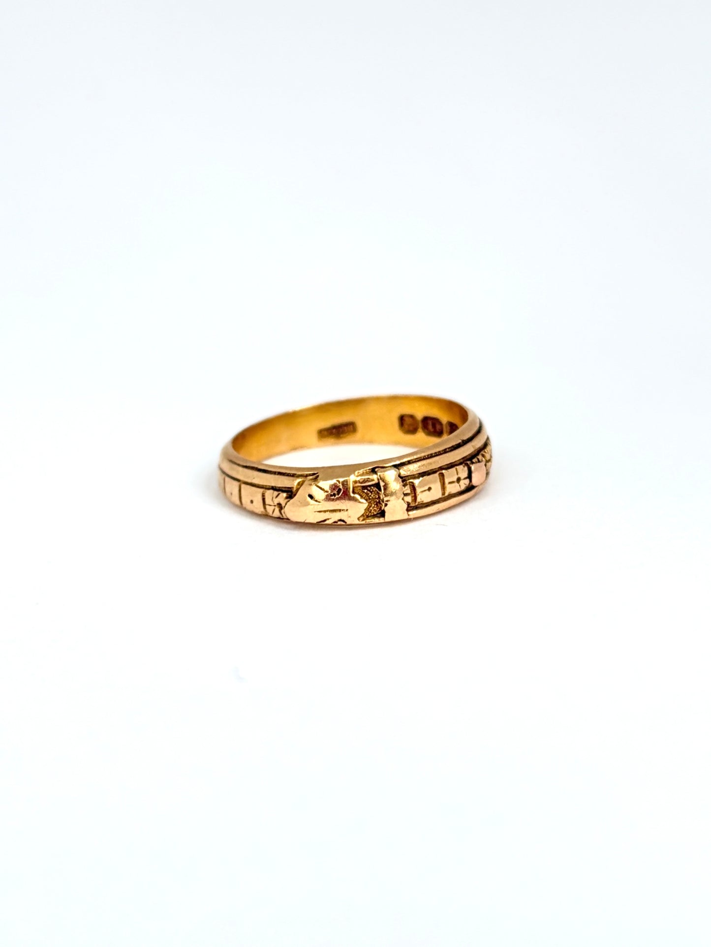 Victorian, 18ct Gold, Engraved Wedding / Stacking Band, Hallmarked, Birmingham 1876